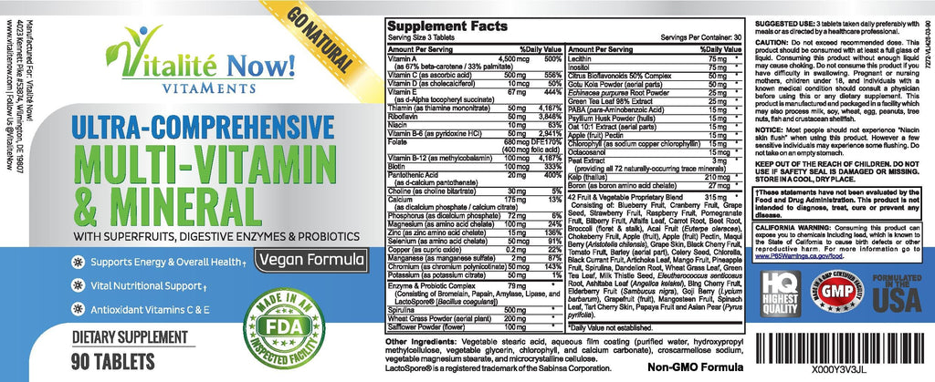 Vitalité Now! Vegan Whole Food Multivitamin - 90 Tablets - image 5