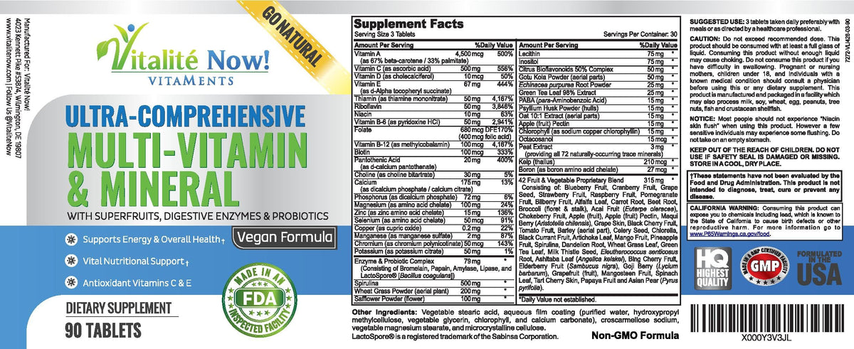 Vitalité Now! Vegan Whole Food Multivitamin - 90 Tablets - image 5