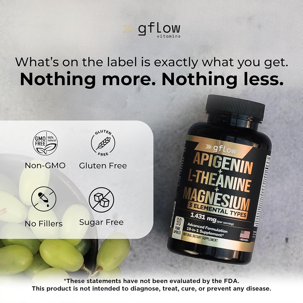 Gflow Vitamins Apigenin Sleep Support with Magnesium Glycinate - 90 Capsules - image 8