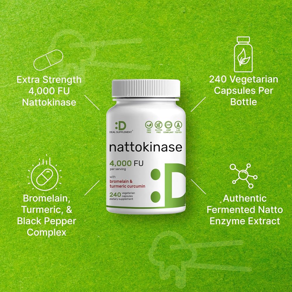 DEAL SUPPLEMENT Nattokinase 4,000 FU Heart Health - 240 Vegetarian Capsules - image 4