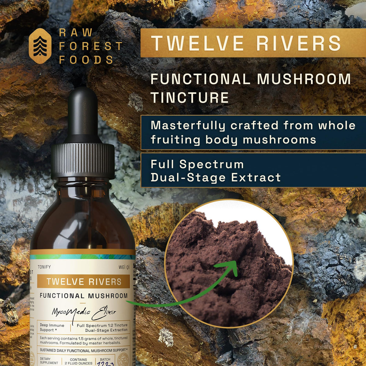 RAW Forest Foods Twelve Rivers Mushroom Tincture - 2 Fl Oz - image 2