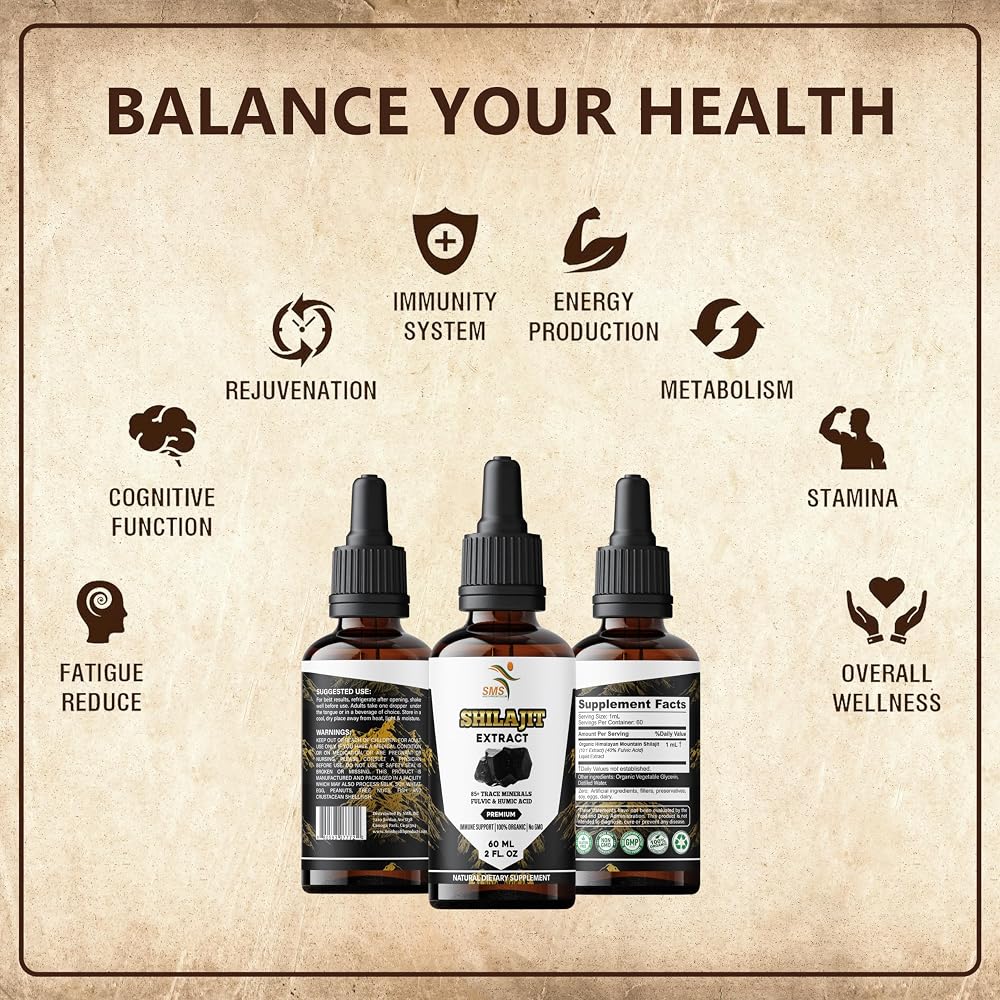 SMSHEALTHPRODUCTS.com Shilajit Pure Himalayan Drops - 2 Fl Oz - image 2