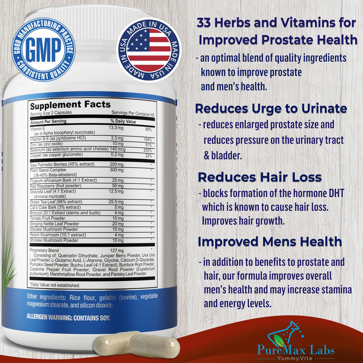 YUMMYVITE Prostate Support Formula for Men - 90 Capsules - image 2