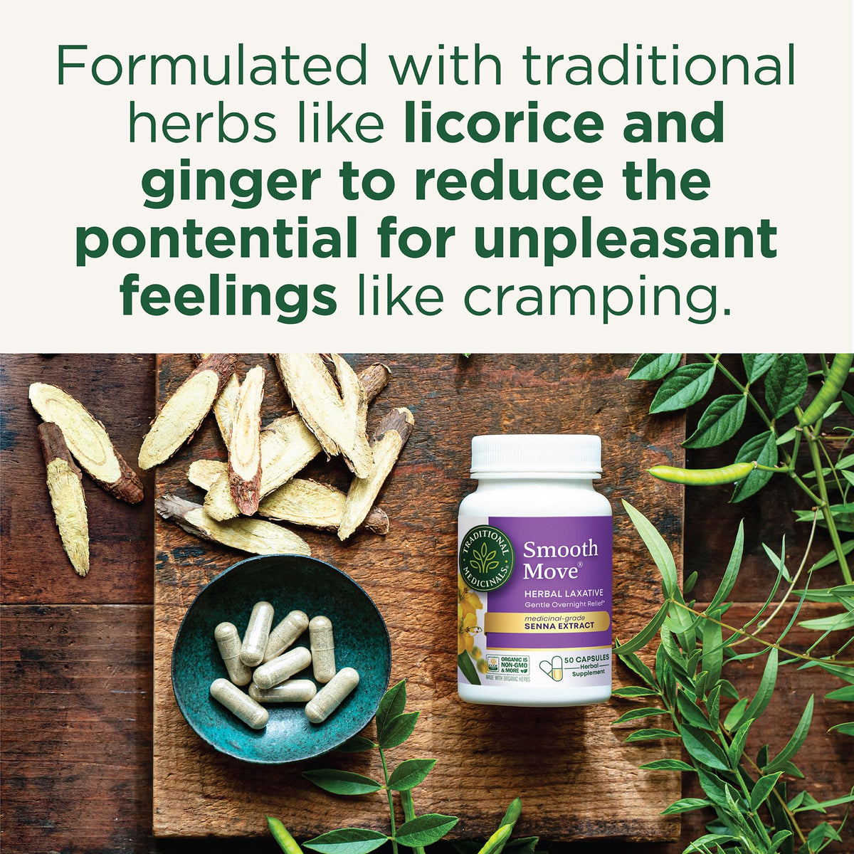 Traditional Medicinals Smooth Move Organic Senna Laxative - 50 Capsules - image 2