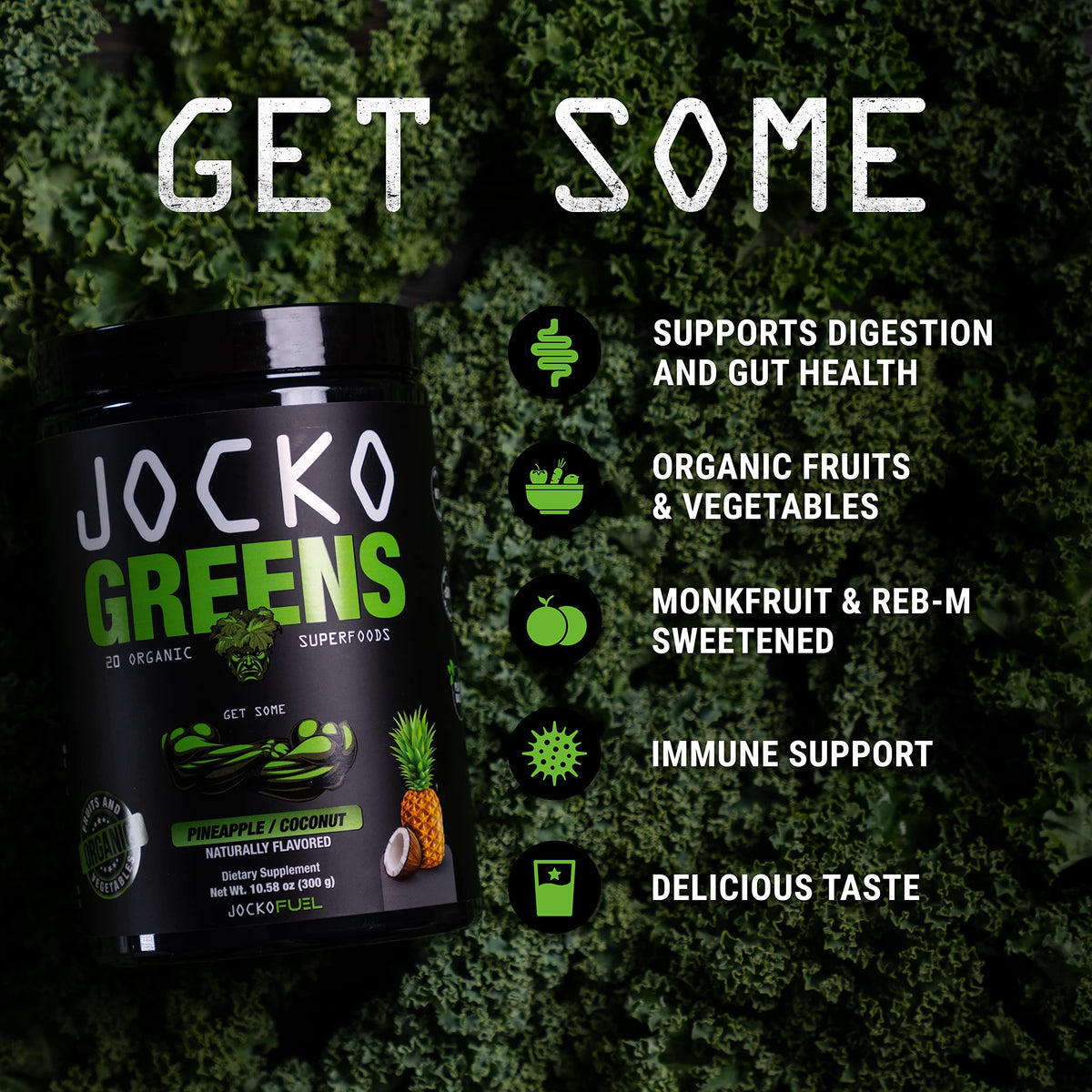Jocko Fuel Greens Powder (Coconut/Pineapple Flavor) - Organic Greens