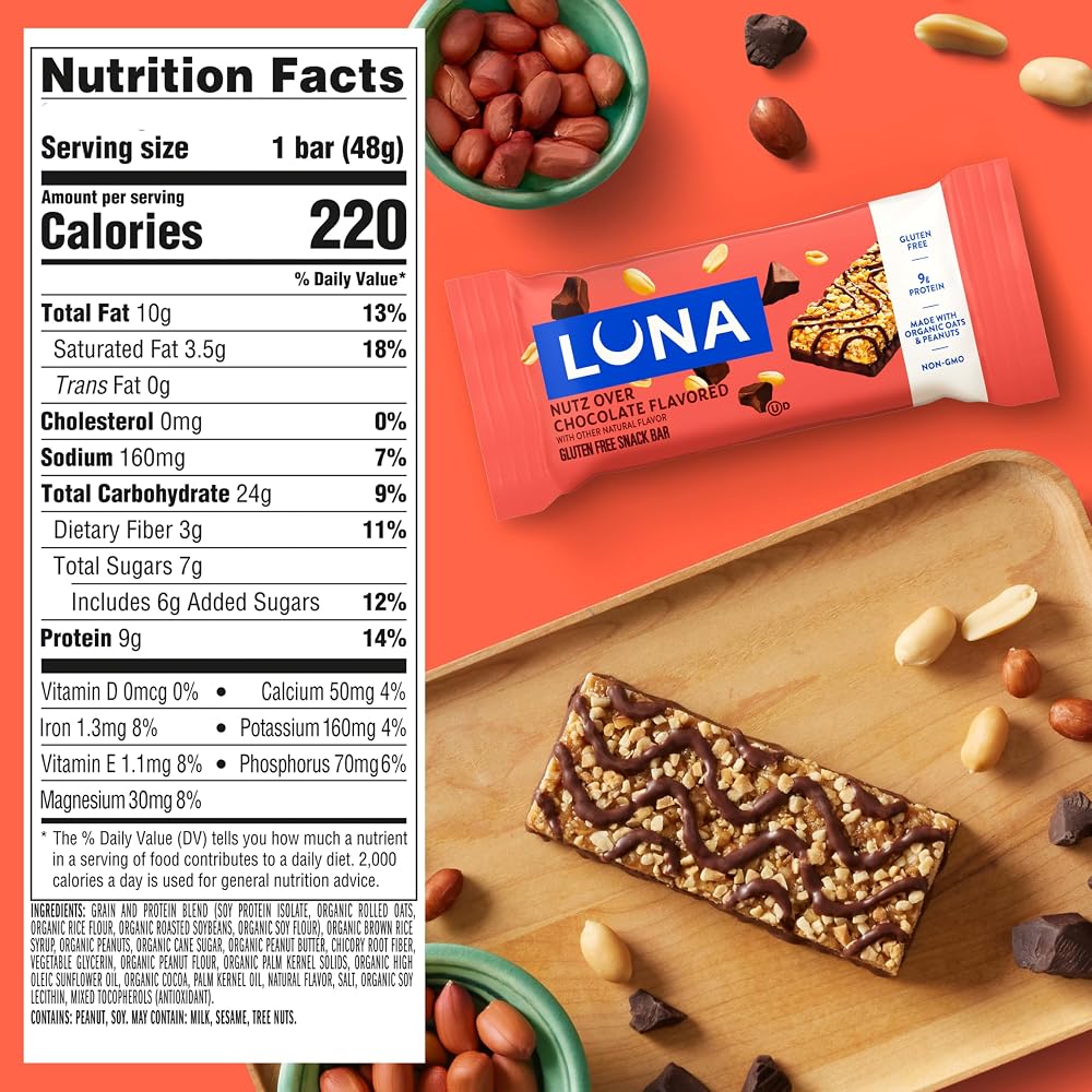 Luna Bar Nutz Over Chocolate Nutrition Bar - 15 Count - image 2