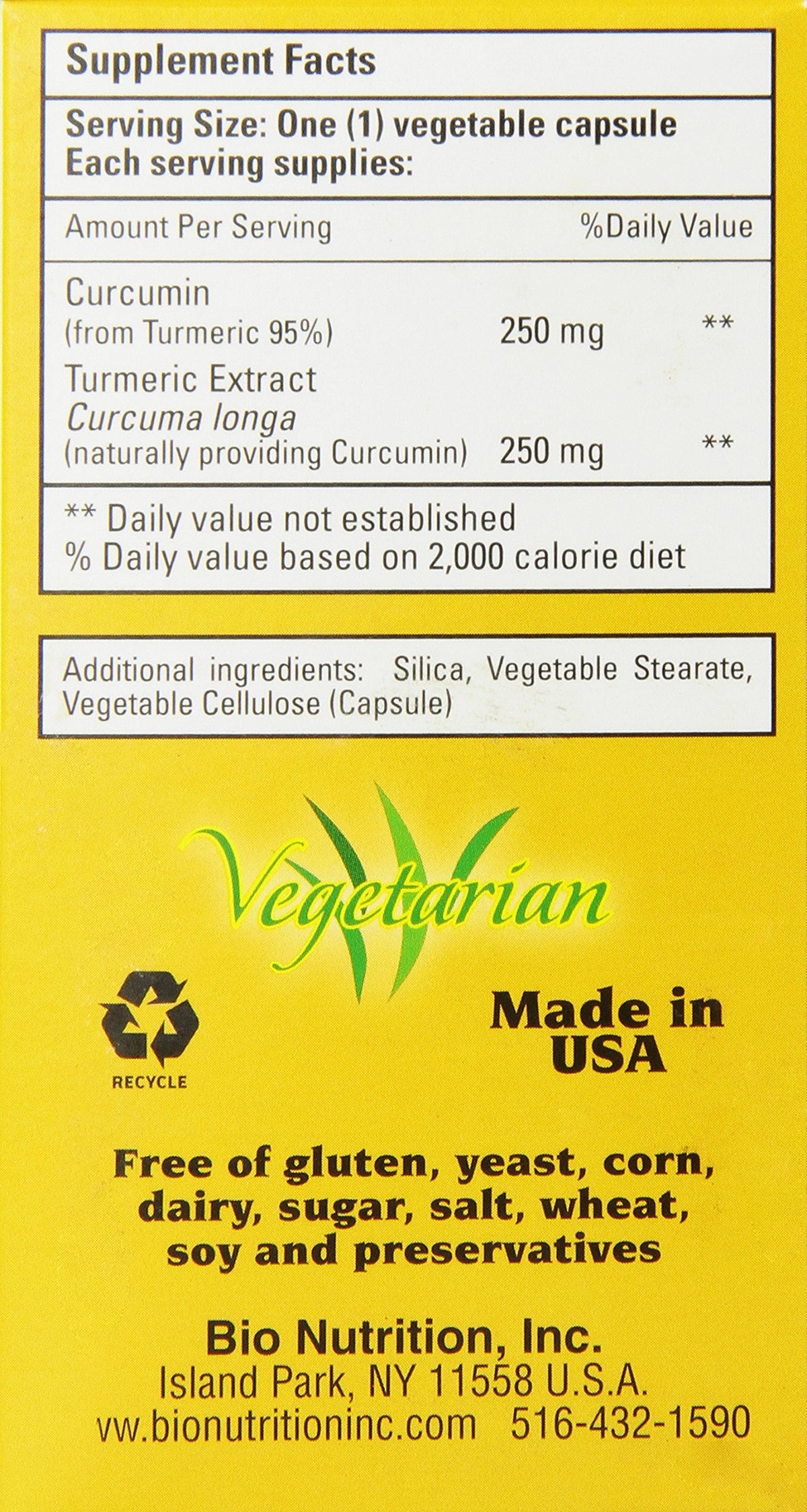 Bio Nutrition Curcumin 500 Vegetarian Capsules - 50 Count - image 3
