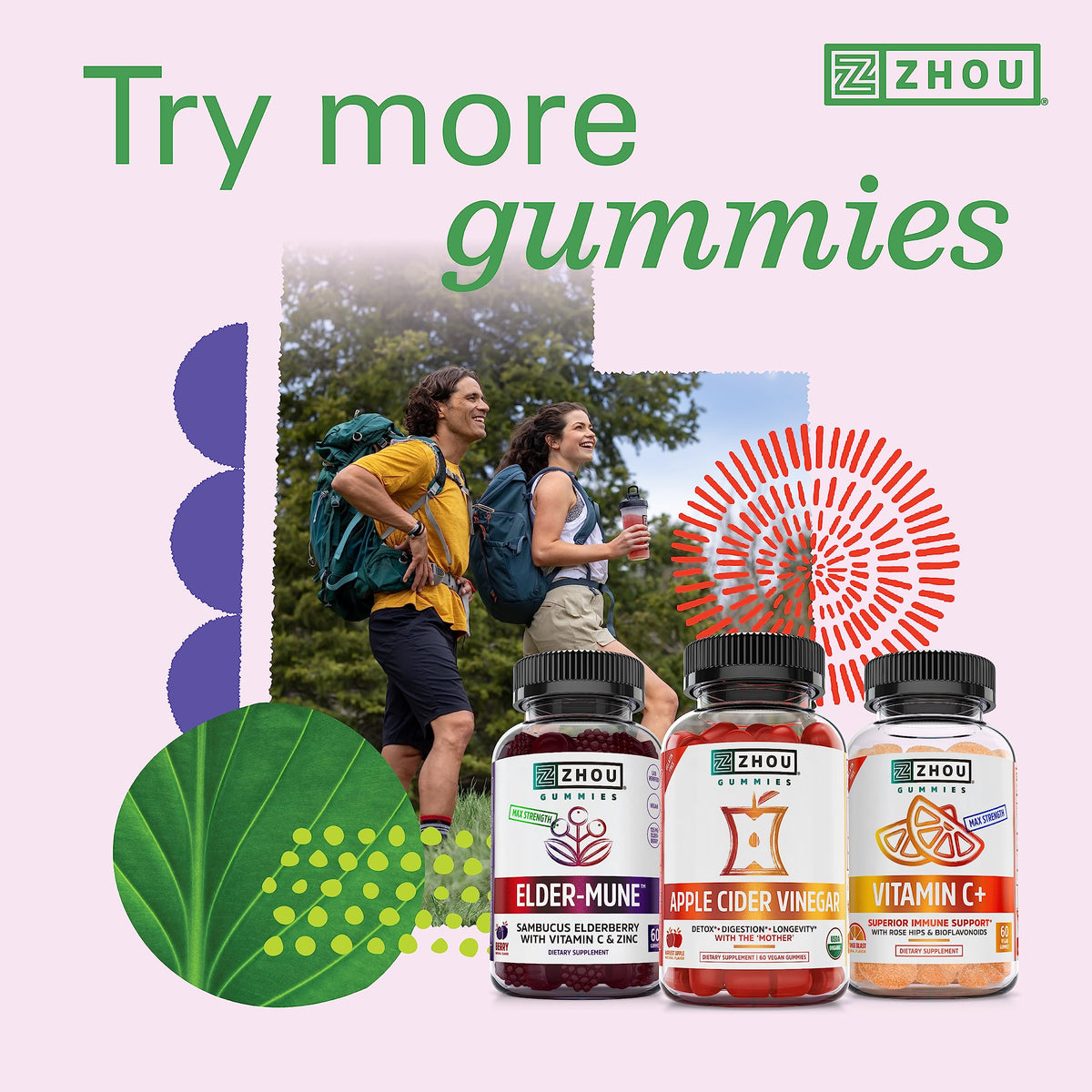 ZHOU D3+K2 Supplement Gummies Bone & Heart Support - 60 Gummies - image 5