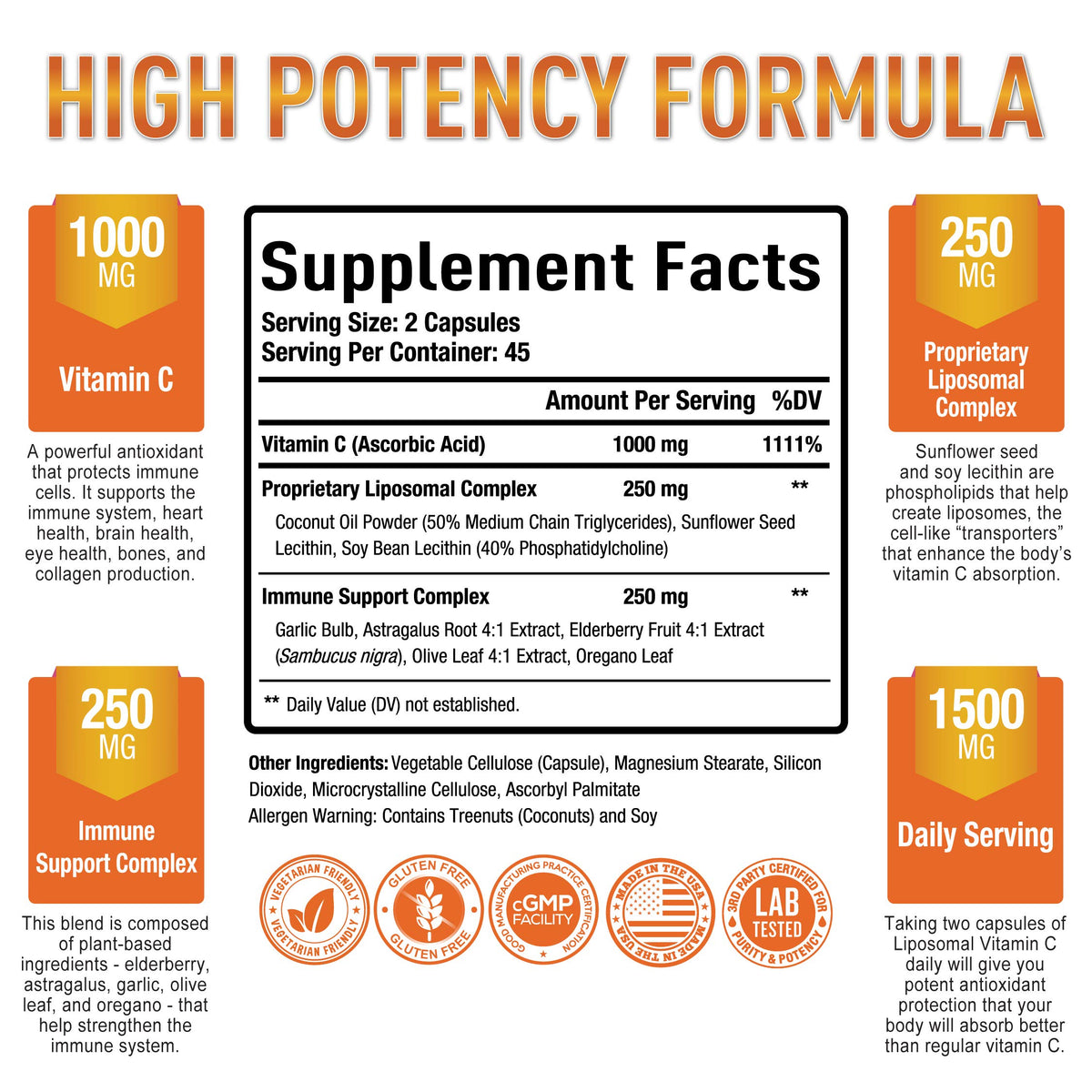 Purely Optimal Vitamin C 1000mg Liposomal Formula - 90 Capsules - image 2
