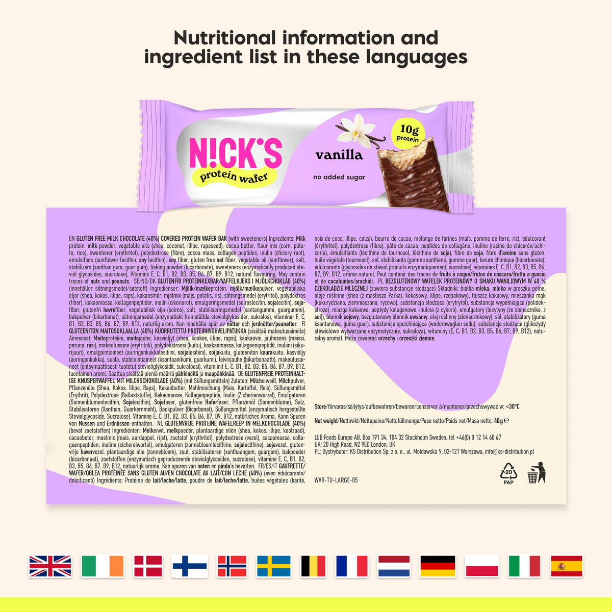 N!CK'S Protein Wafer Bar Vanilla - 24 Bars - image 8