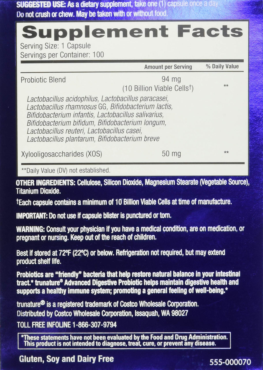 TruNature Advanced Digestive Probiotic - 100 Capsules - image 3
