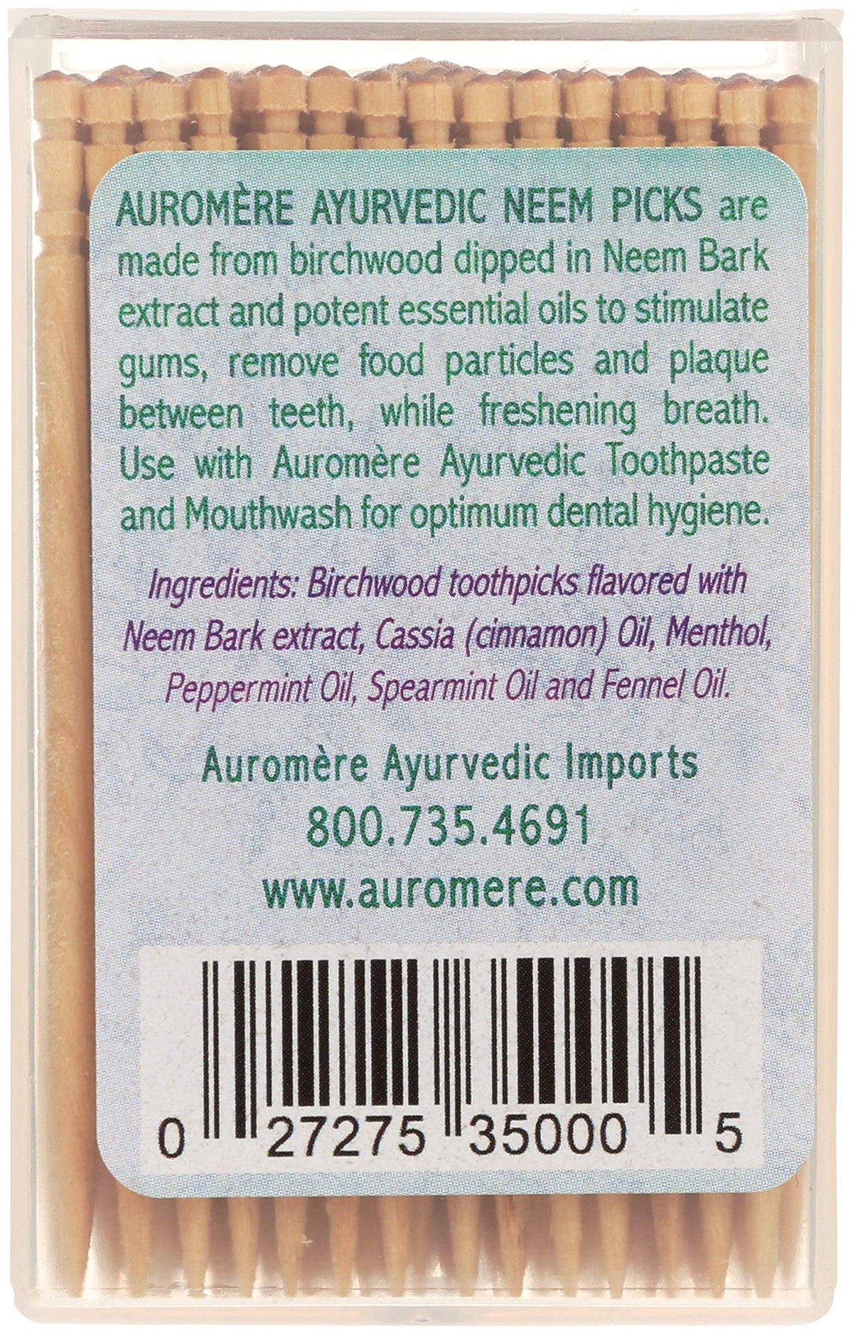 Auromere Ayurvedic Neem Toothpicks, Natural Birchwood - 100 Count - image 2