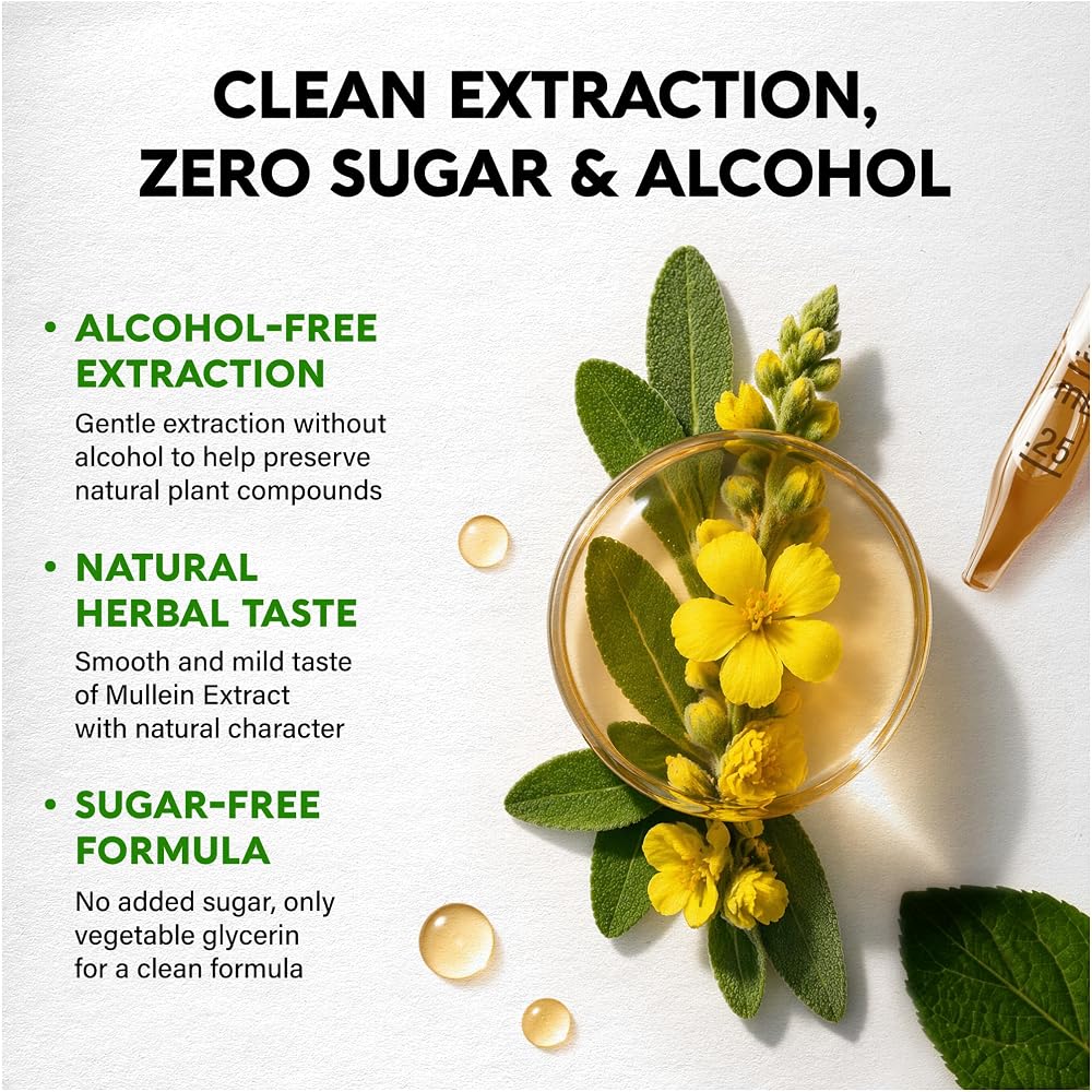 NUTRAHARMONY Mullein Drops for Lungs - USDA Organic Liquid - Mullein