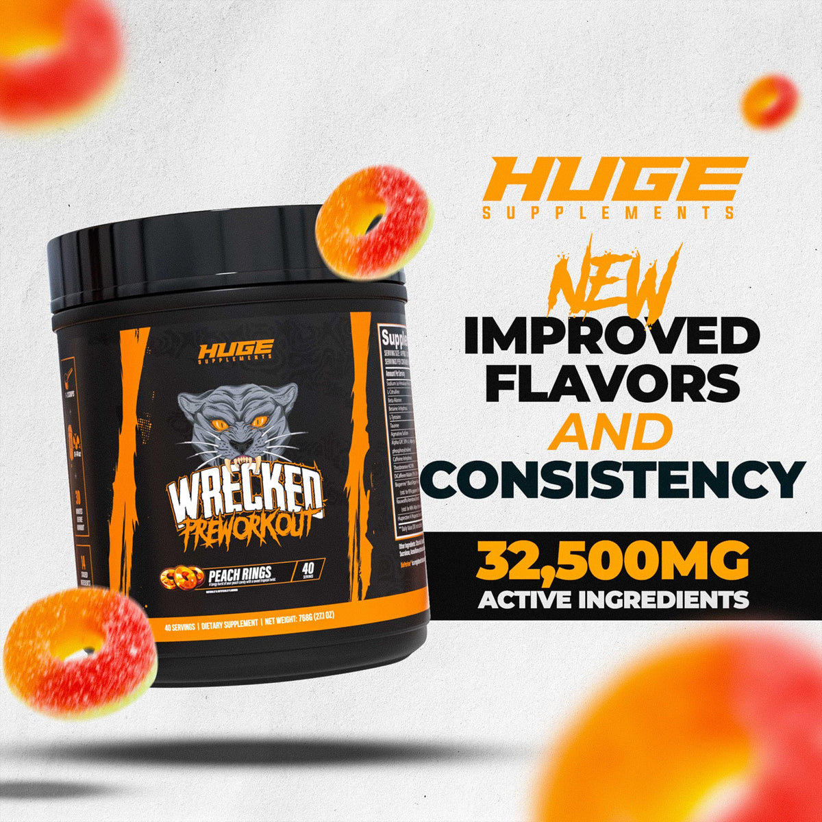 Huge Supplements Wrecked Pre Workout, Advanced Formula, Boosts