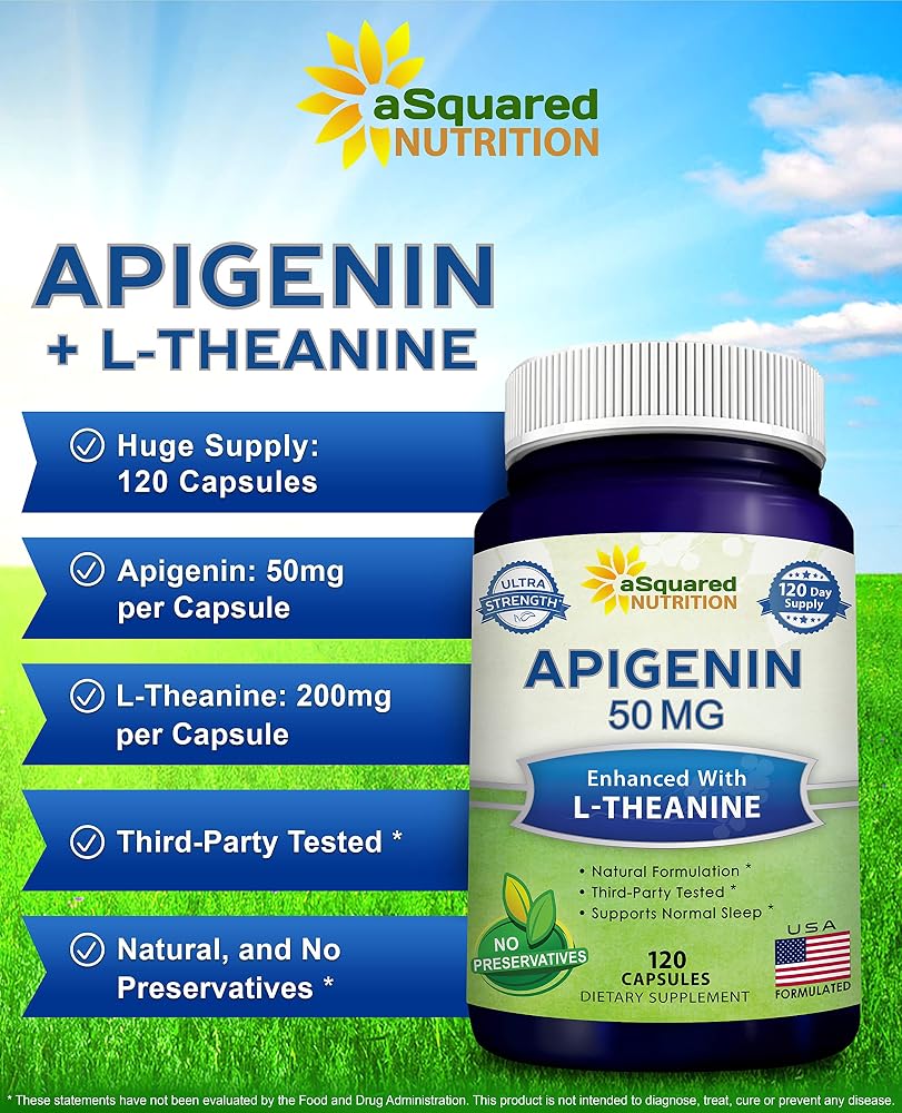 aSquared Nutrition Apigenin 50mg & L-Theanine 200mg - 120 Capsules - image 2
