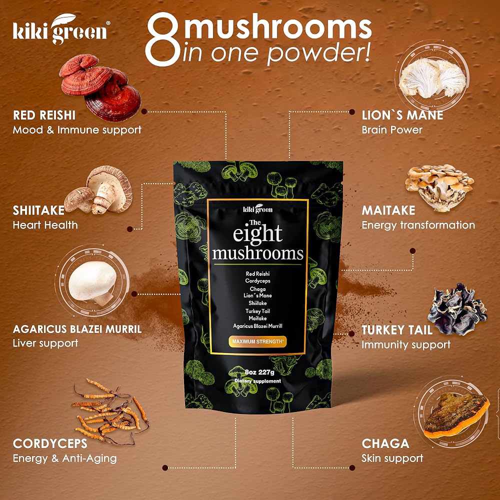 KIKI Green Mushroom Powder Extract - The 8 Mushrooms Supplement Blend - image 10