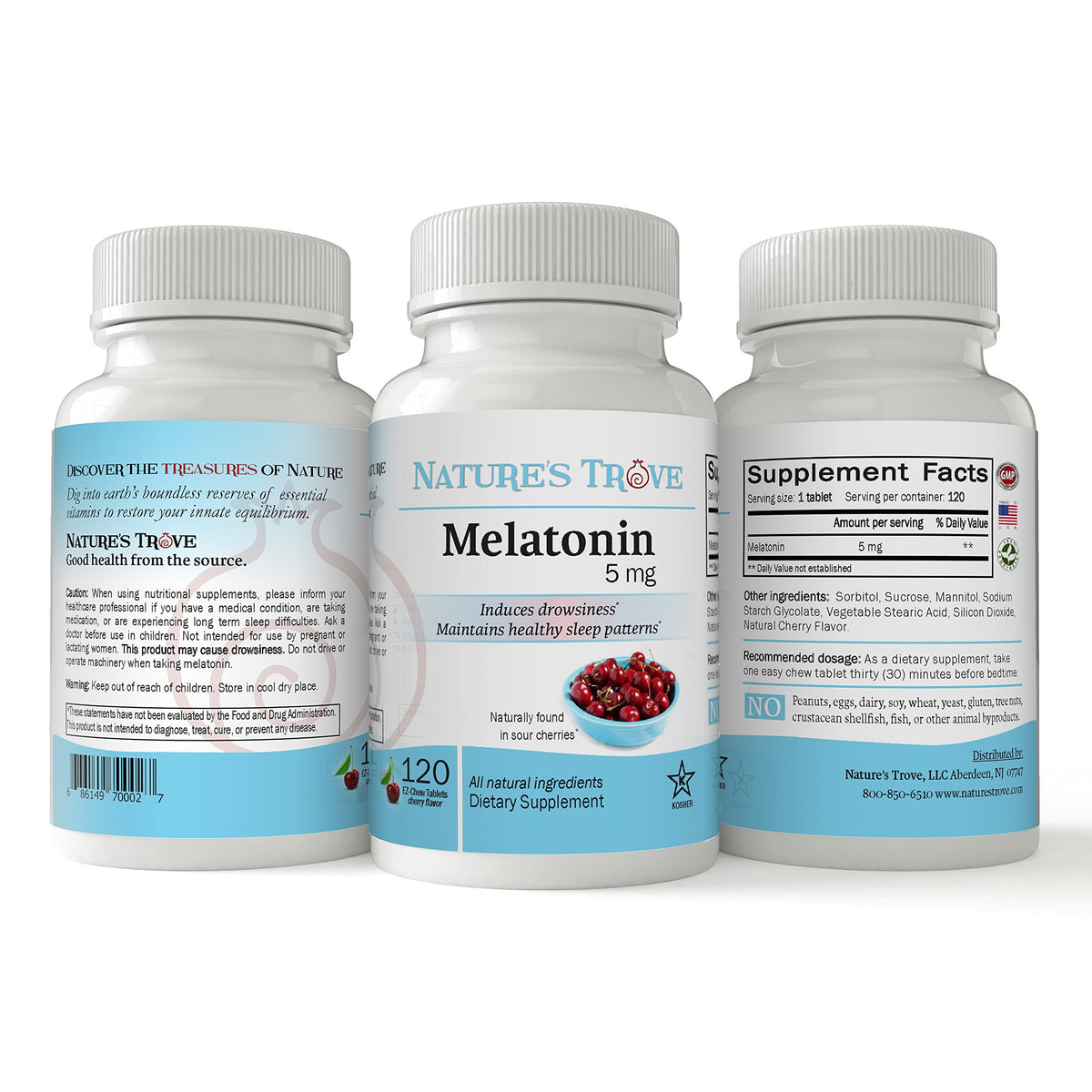 Nature's Trove Melatonin 5mg Chewable Tablets - 120 Tablets - image 2