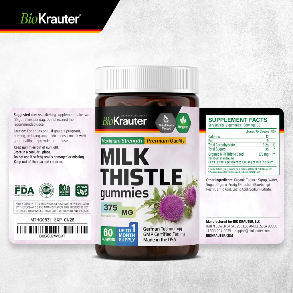 BIO KRAUTER Milk Thistle Supplement for Liver Cleanse & Detox - image 8