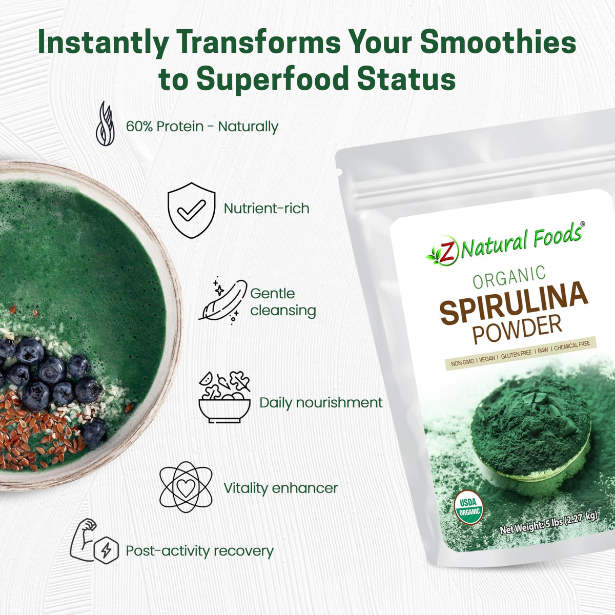 Z Natural Foods Organic Spirulina Powder - 80 oz - image 4