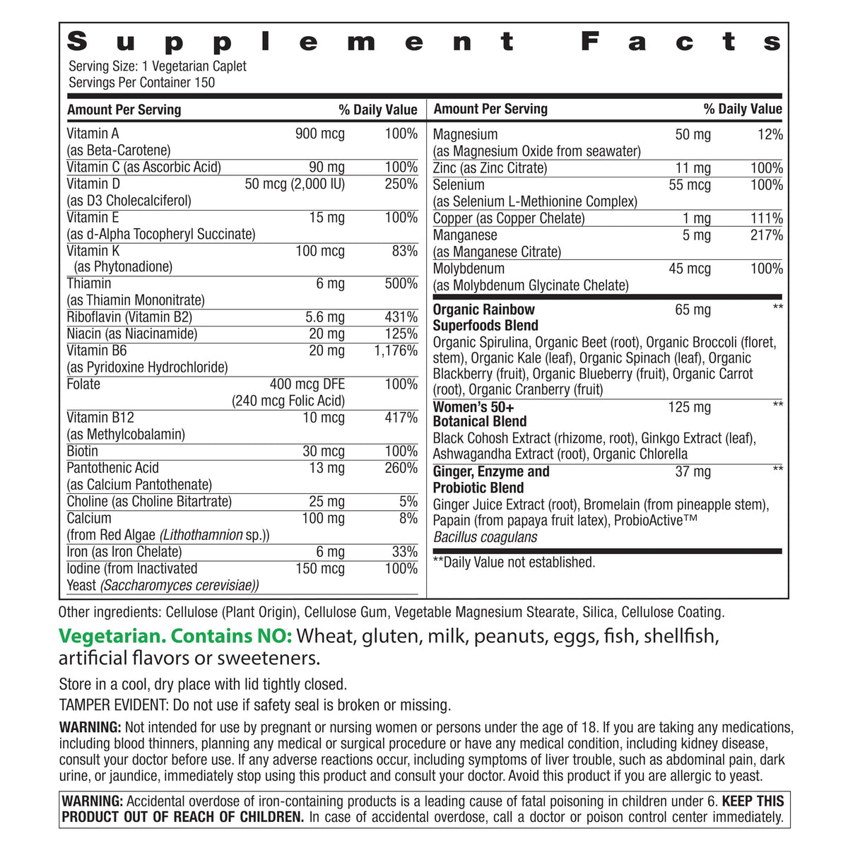 Rainbow Light Womens One 50+ High Potency Daily Multivitamin