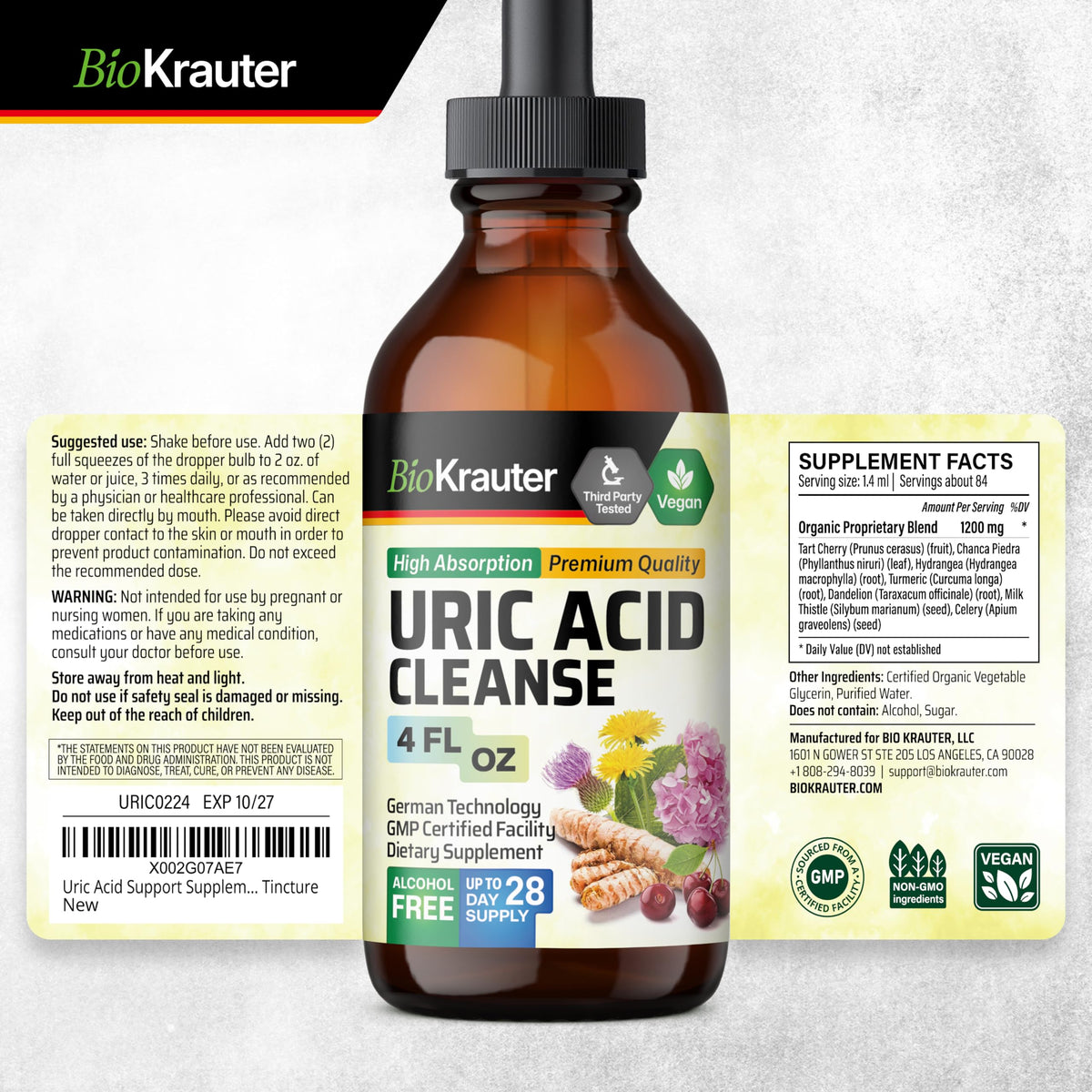 BIO KRAUTER 7-in-1 Uric Acid Support Tincture - 4 Fl Oz - image 9