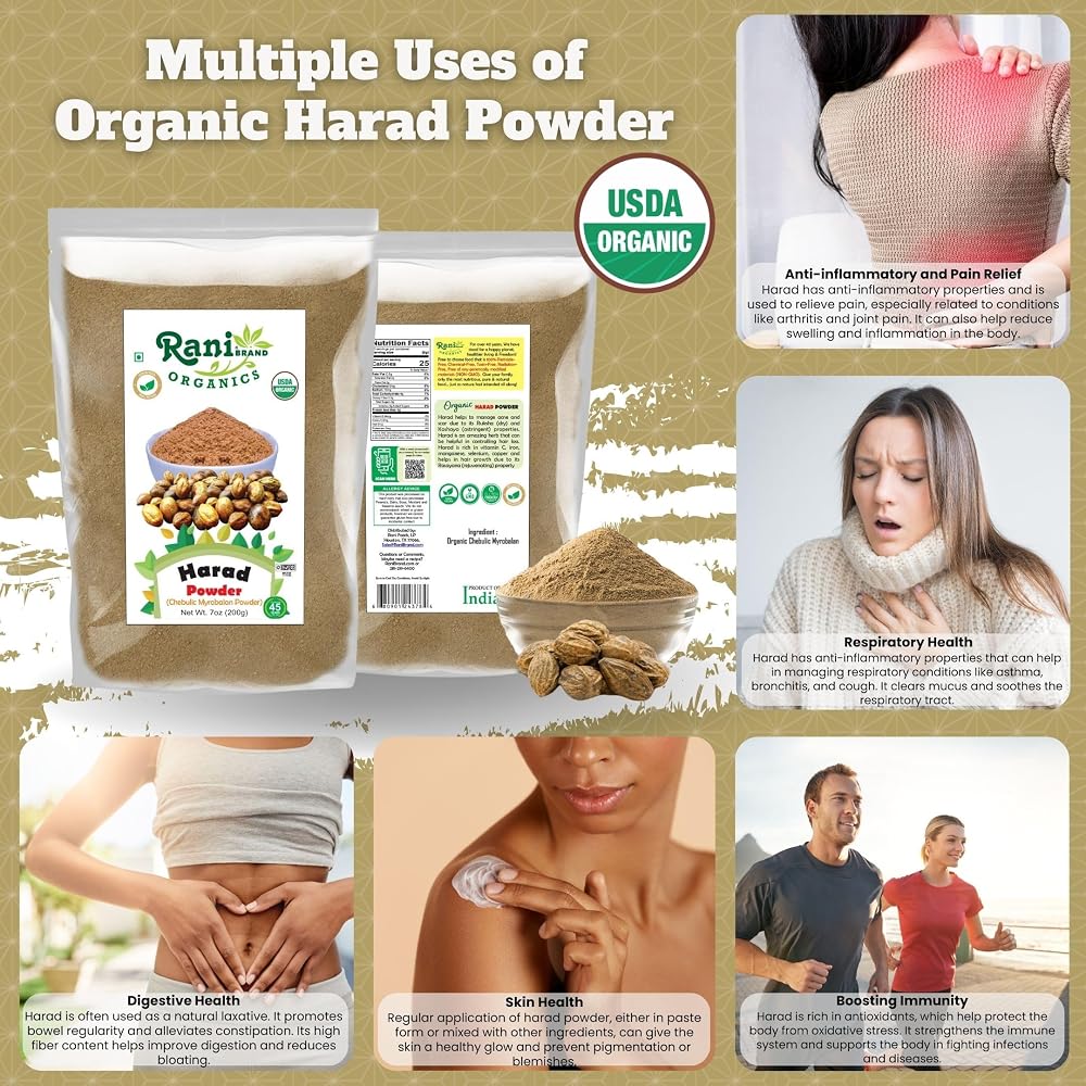Rani Organic Harad Powder (Chebulic Myrobalan) - 7oz - image 2