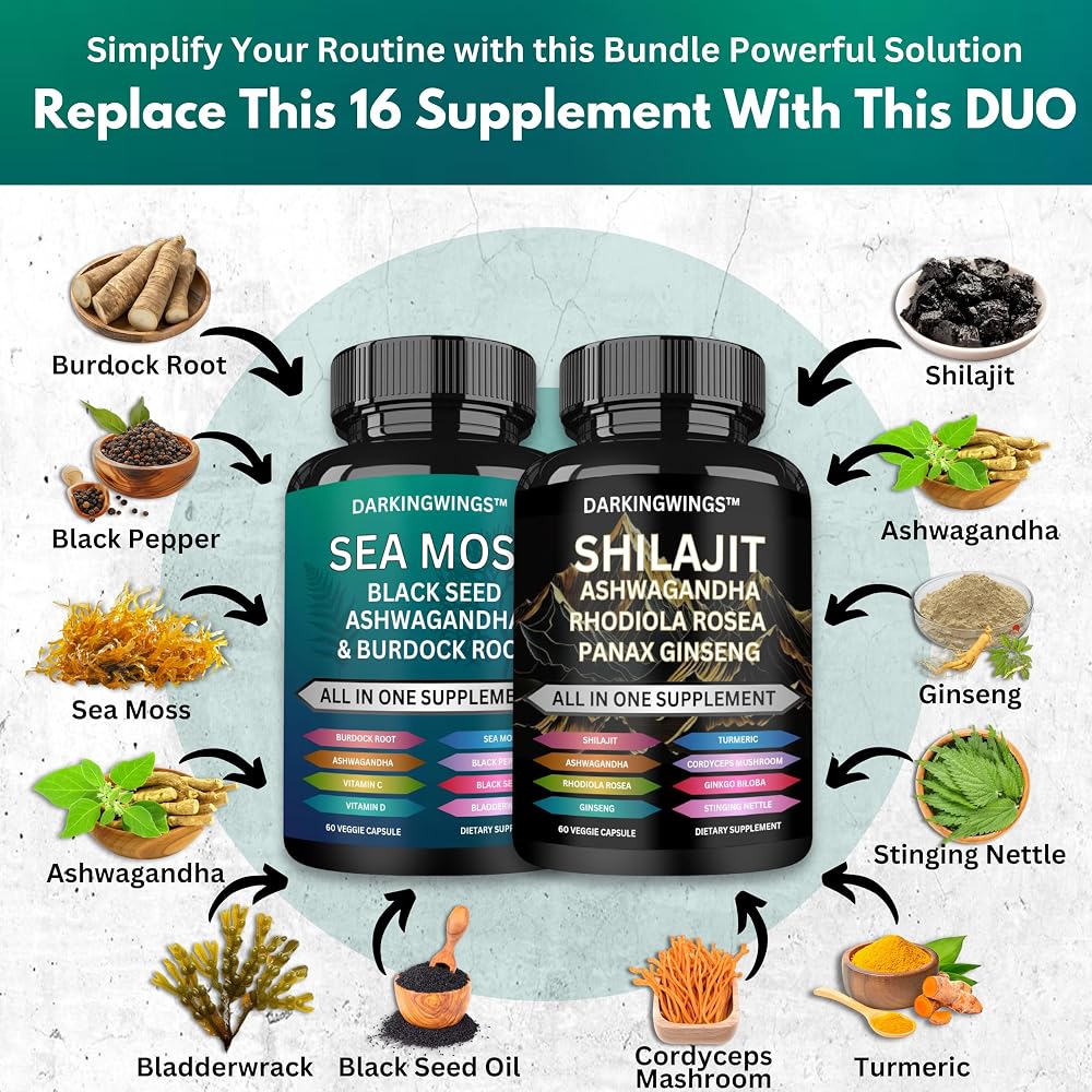Darkingwings Shilajit and Sea Moss Combo - 120 Capsules - image 3