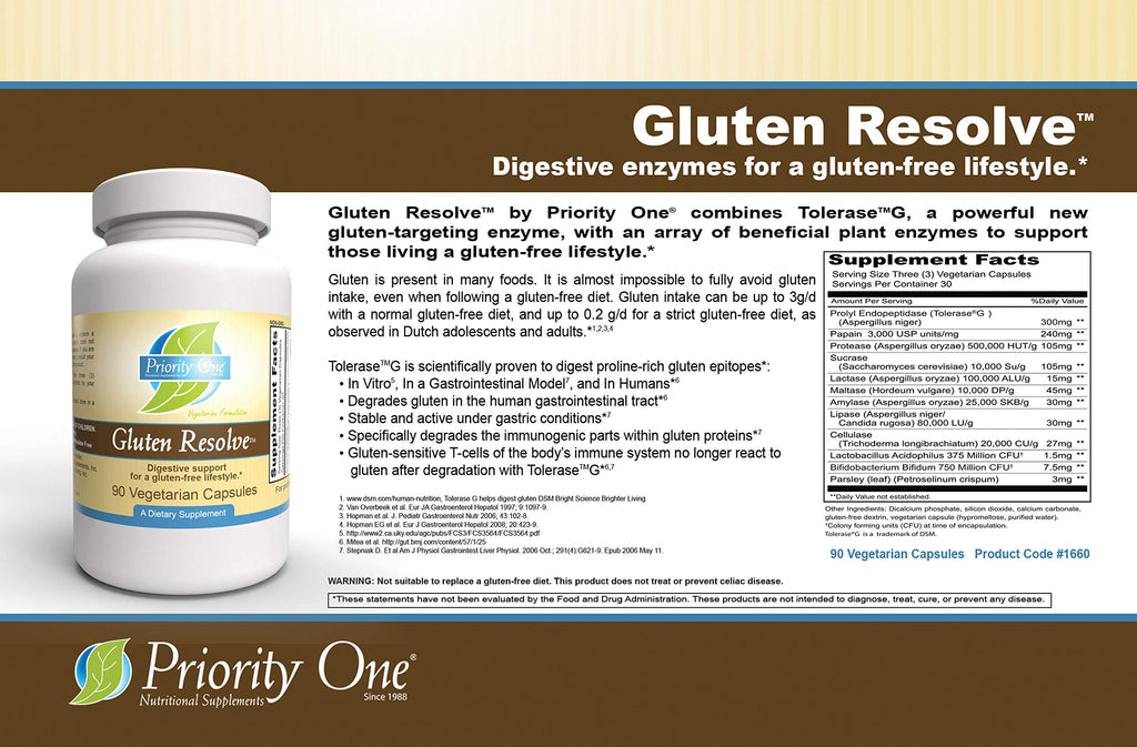 Priority One Gluten Resolve Digestive Enzyme - 90 Vegetarian Capsules - image 7