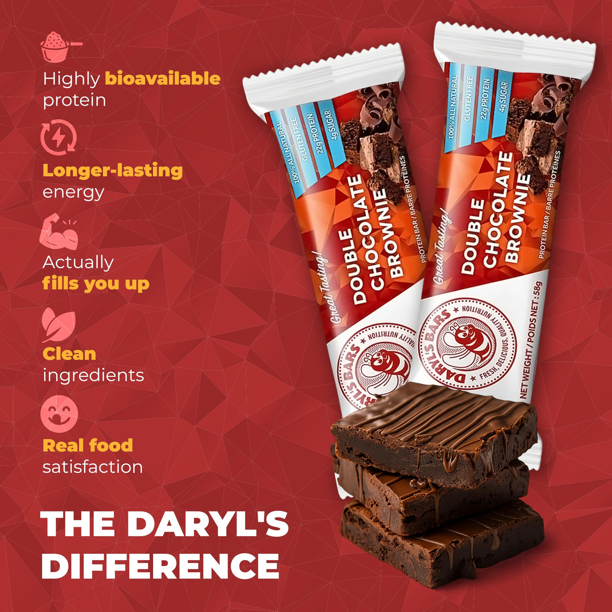 Daryl's Bars Chocolate Bars with a yummy chocolaty taste and Energy
