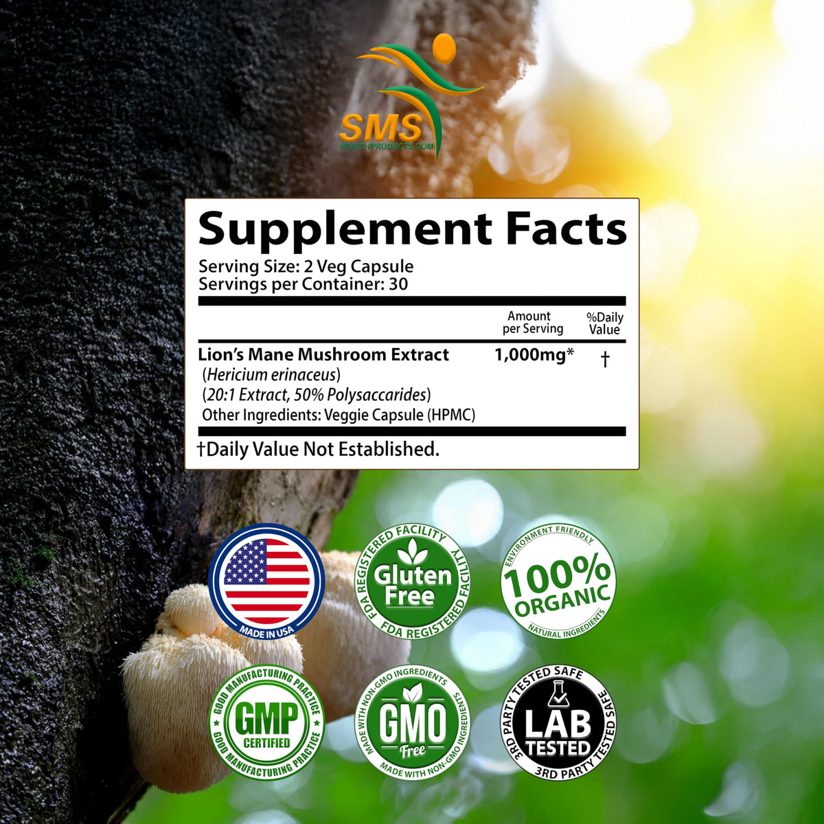 SMSHEALTHPRODUCTS.com Lion's Mane Mushroom Brain Support - image 5