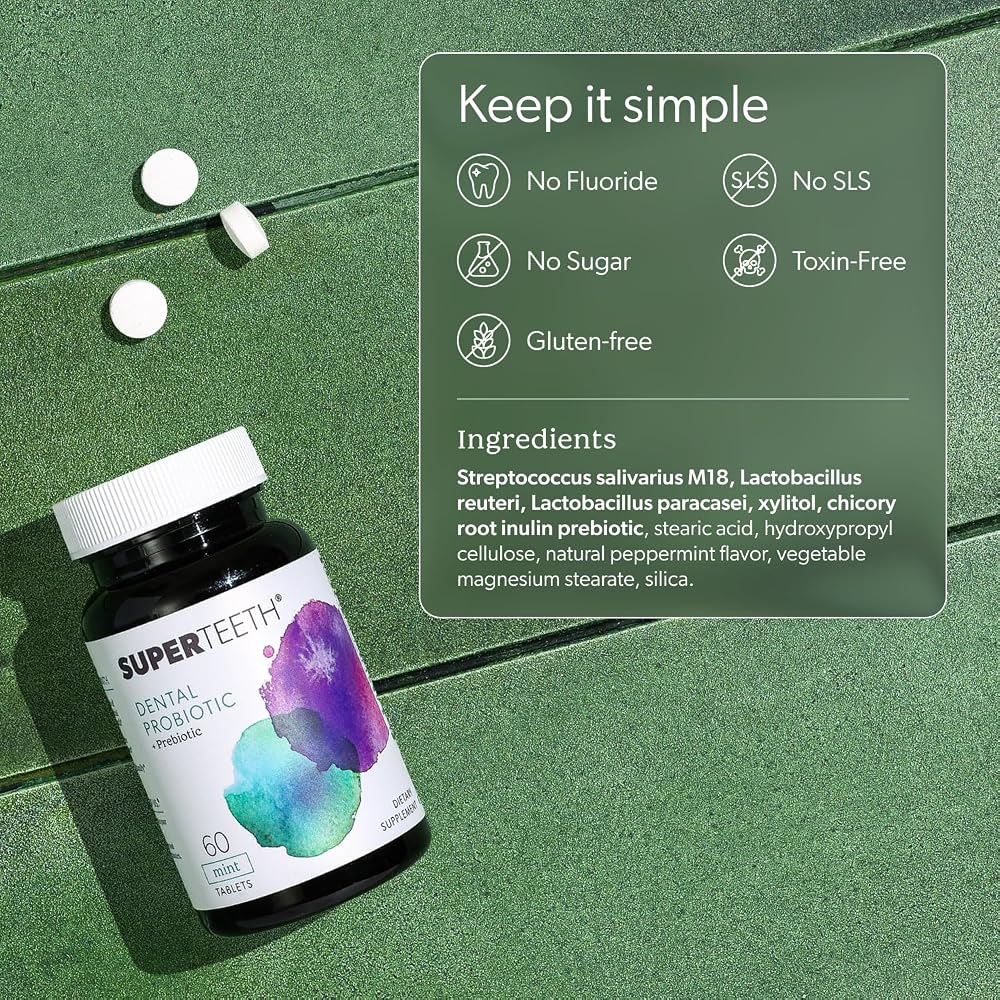 SUPER TEETH SuperTeeth Oral Probiotics for Mouth Bad Breath & Cavities