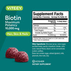 Viteey Biotin Gummies 10,000mcg - Highest Potency Vitamin B7 & H