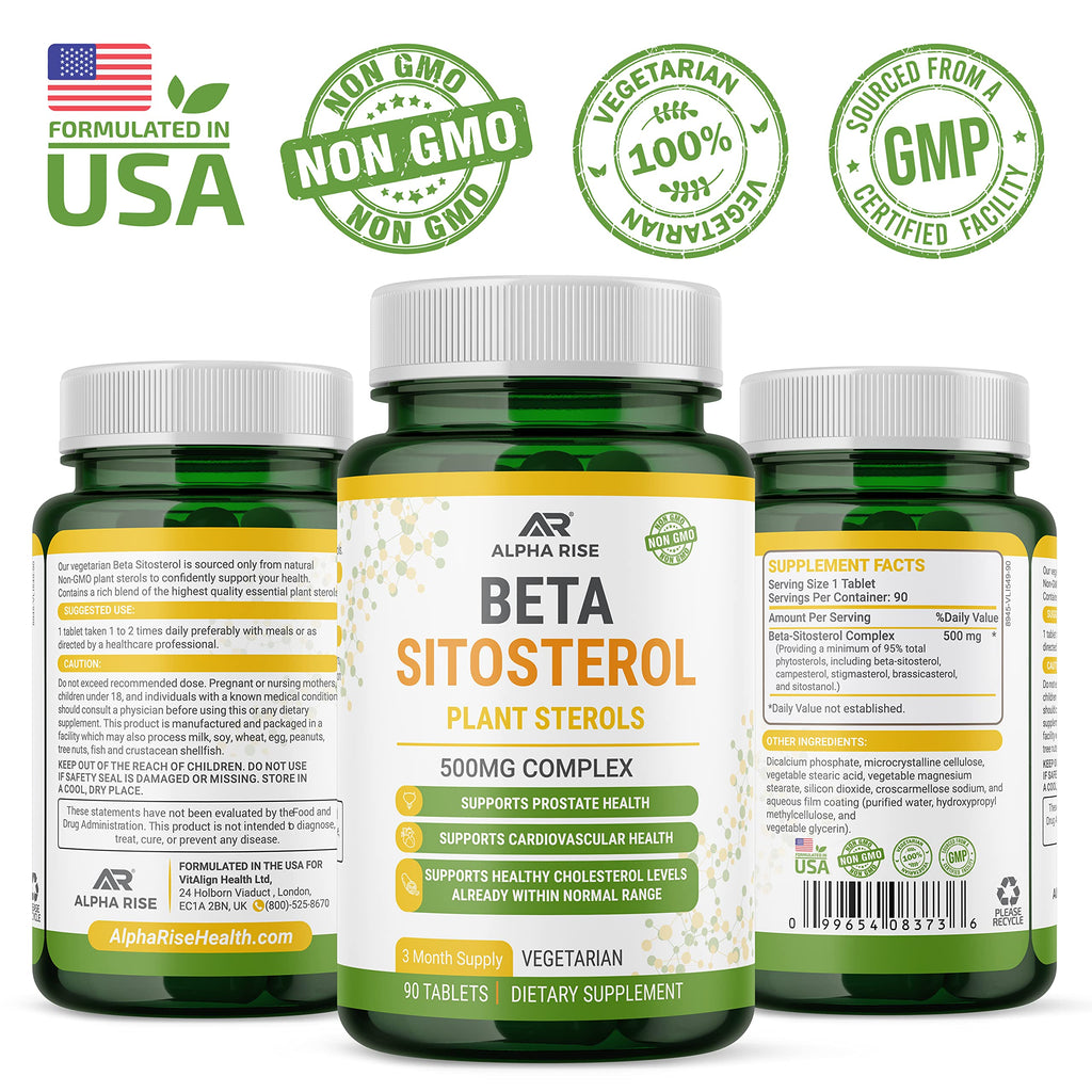 ALPHA RISE Beta Sitosterol 500 mg Prostate Health Support - 90 Tablets - image 6