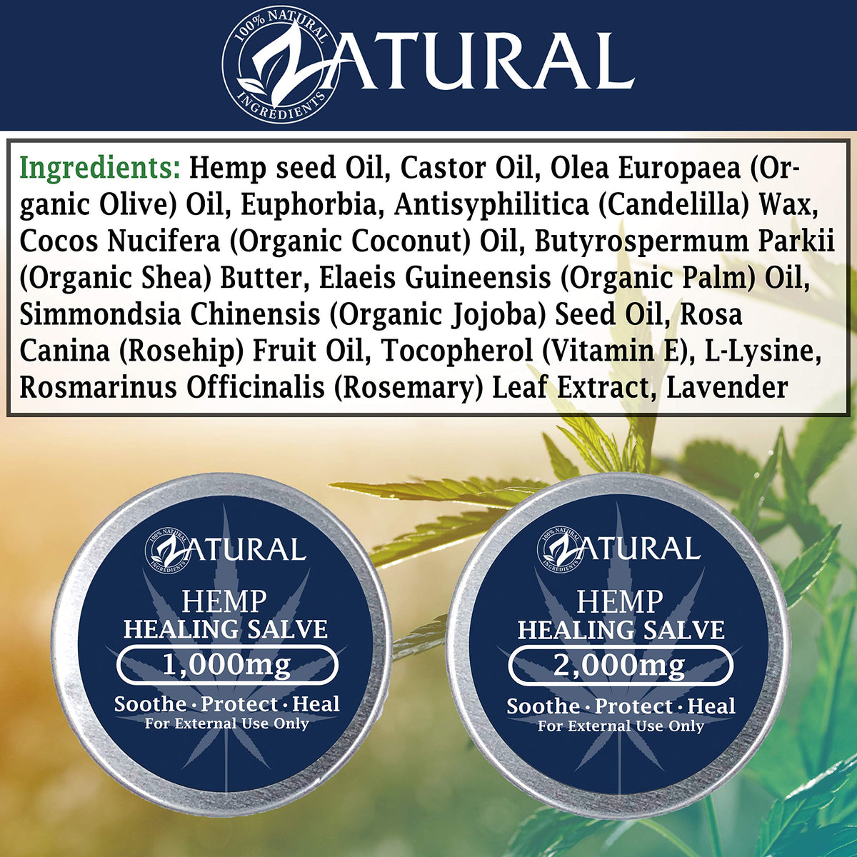 Zatural Hemp Oil Healing Salve 2,000mg - 2 Ounce - image 4