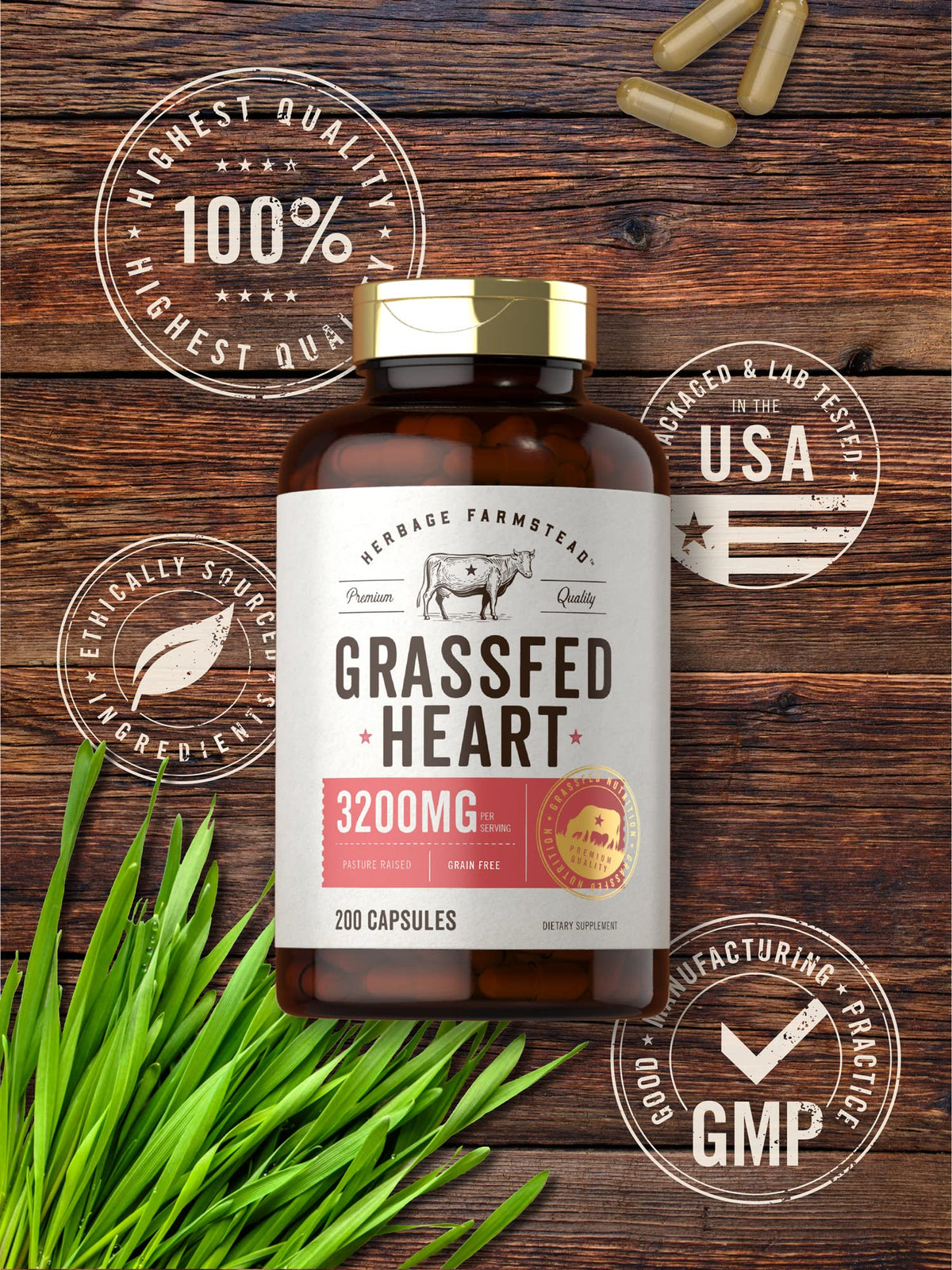 Carlyle Grass Fed Beef Heart Supplement - 200 Capsules - image 5
