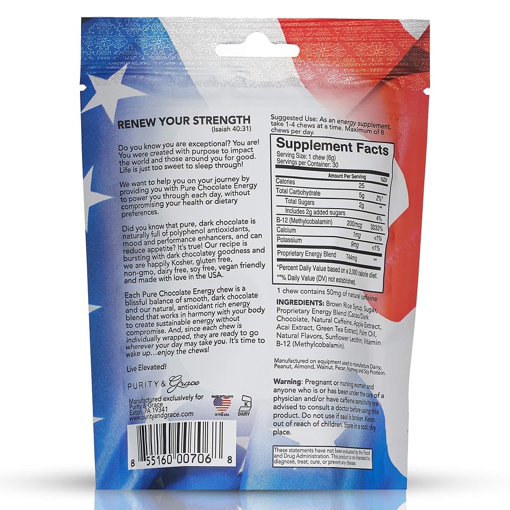 Purity & Grace Pure Chocolate Energy Chews with Caffeine - 30 Count - image 7