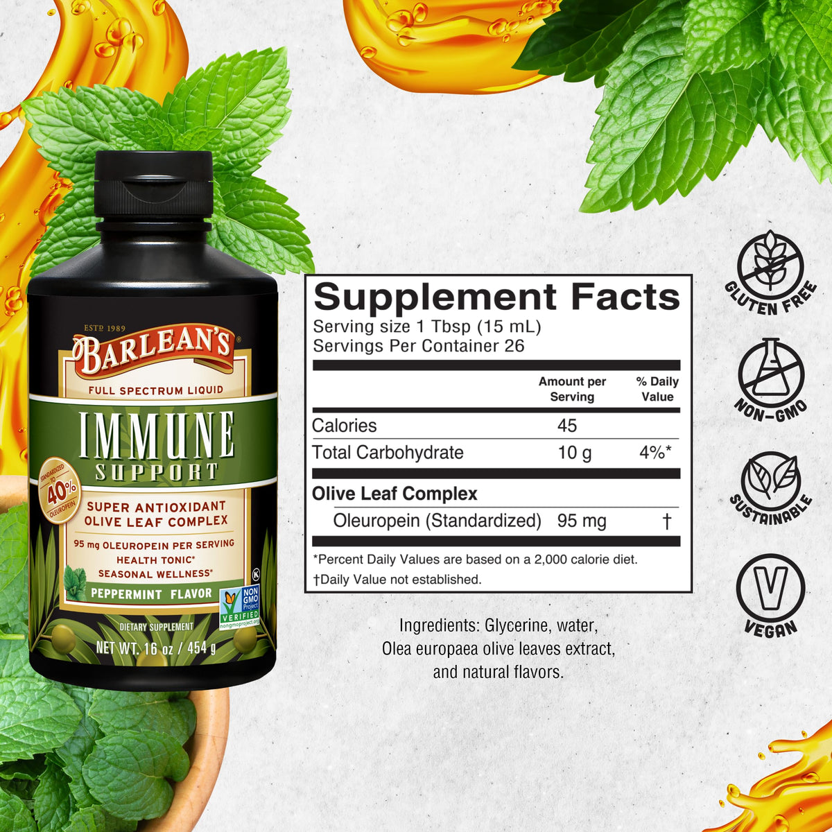 Barlean's Olive Leaf Complex 95mg Oleuropein