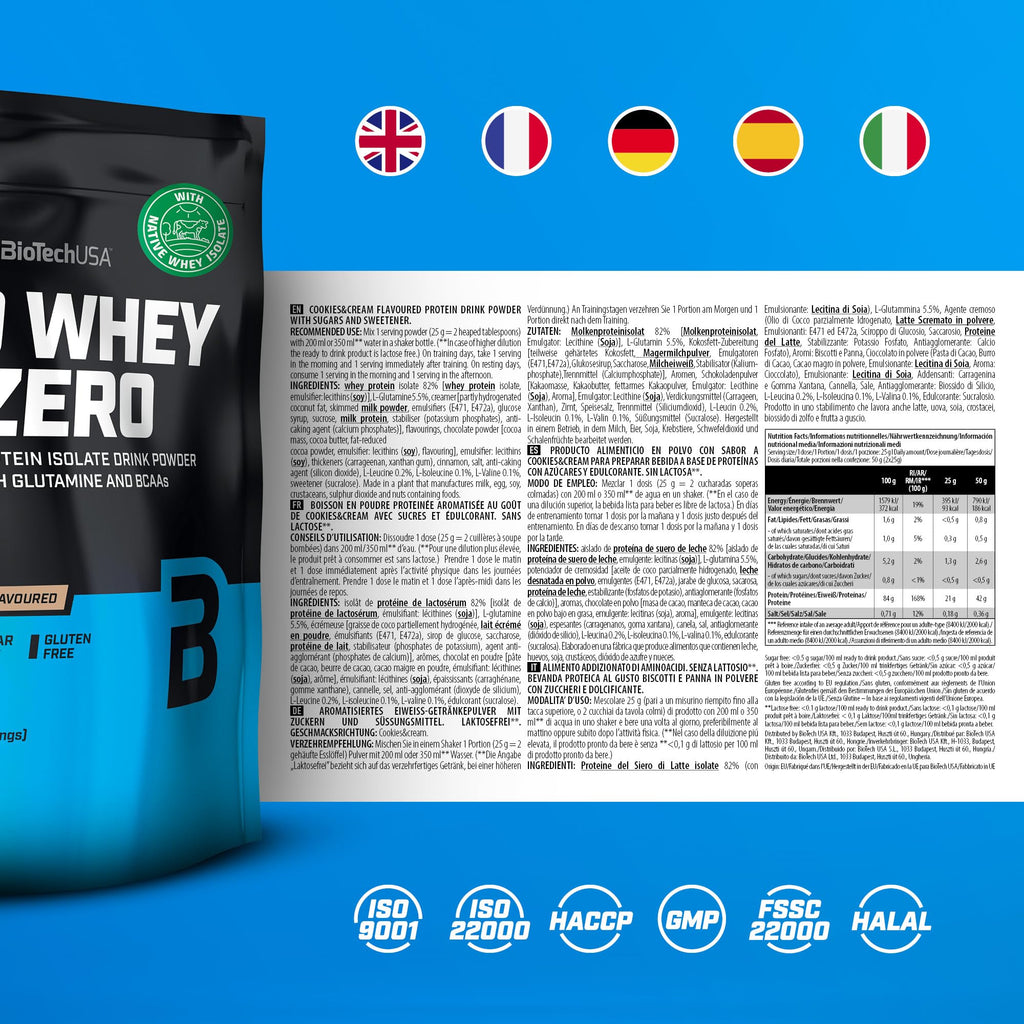 BioTechUSA Iso Whey Zero Cookies & Cream Whey Isolate - 500g - image 5