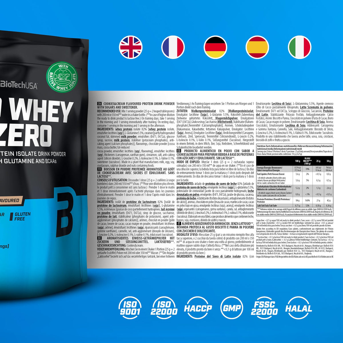 BioTechUSA Iso Whey Zero Cookies & Cream Whey Isolate - 500g - image 5