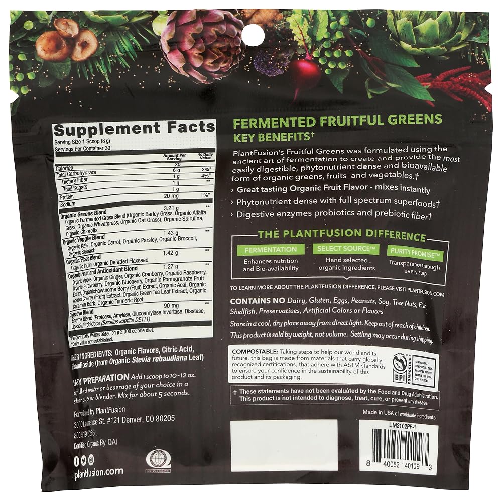 PlantFusion Organic Fermented Fruitful Greens Powder - 8.46 oz - image 2