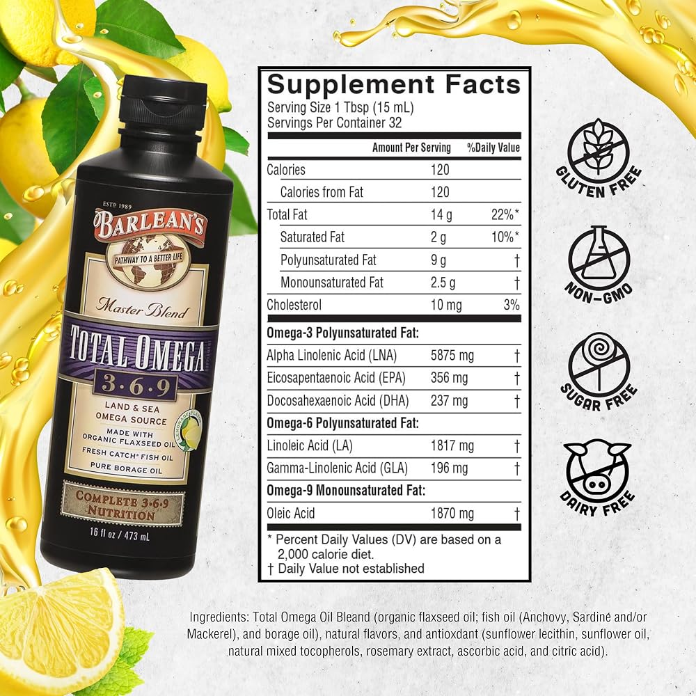 Barlean's Total Omega 3 6 9 Fish Oil Liquid Supplement - image 9