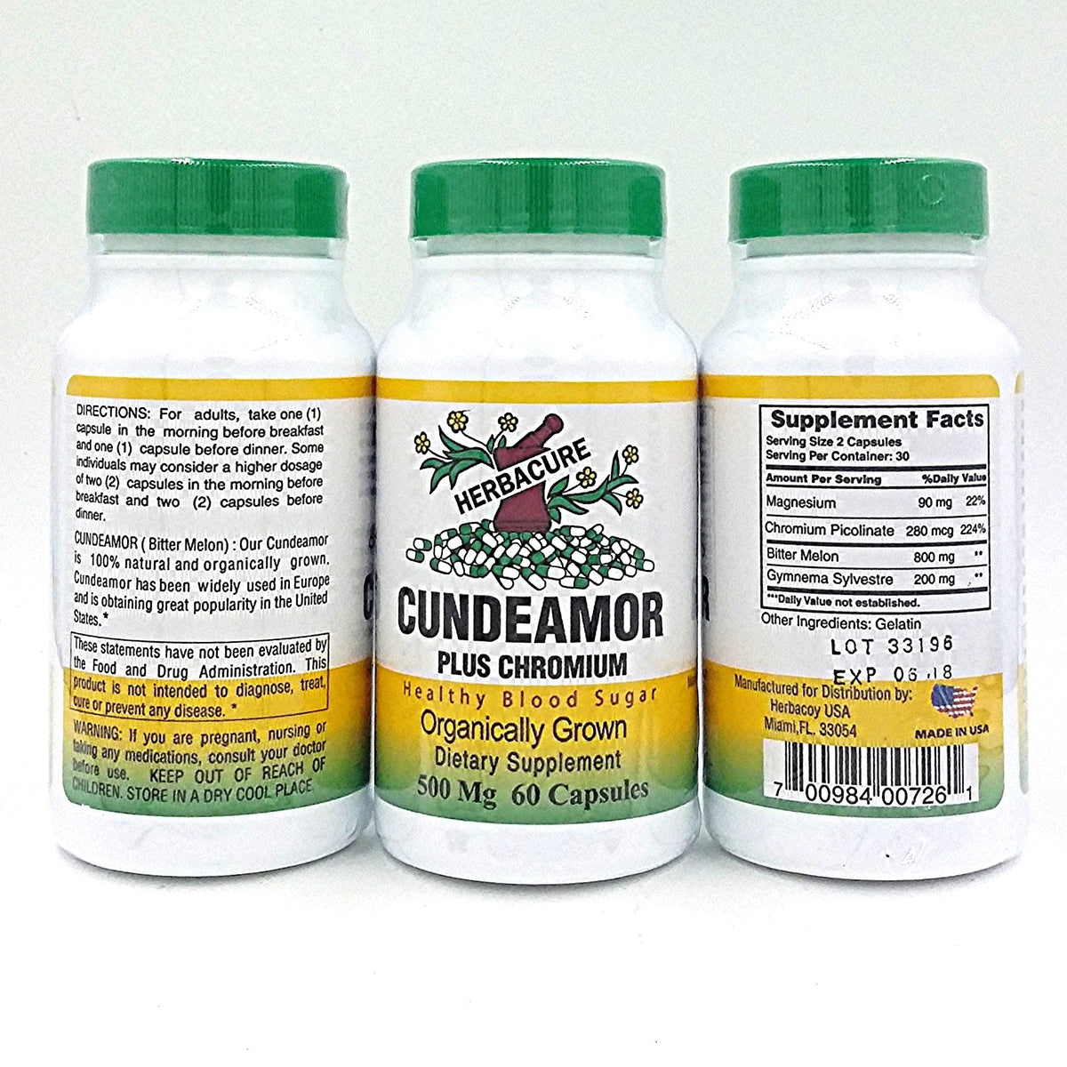 HERBACURE Bitter Melon Extract 500mg - 60 Capsules - image 2
