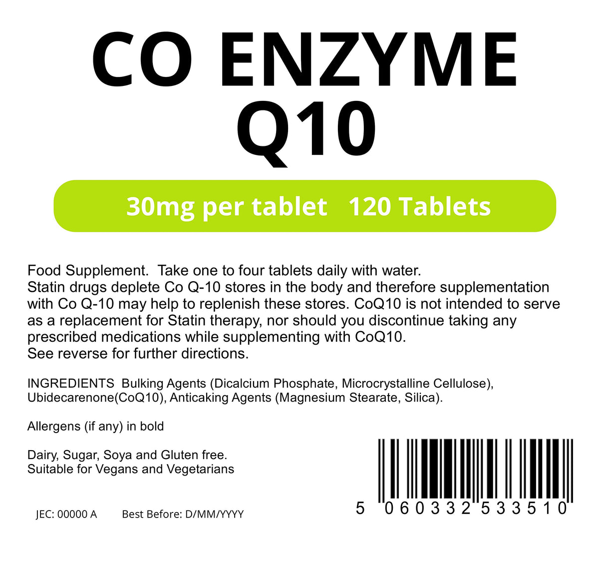 Lindens Co Enzyme Q10 30mg - 120 Tablets - image 2