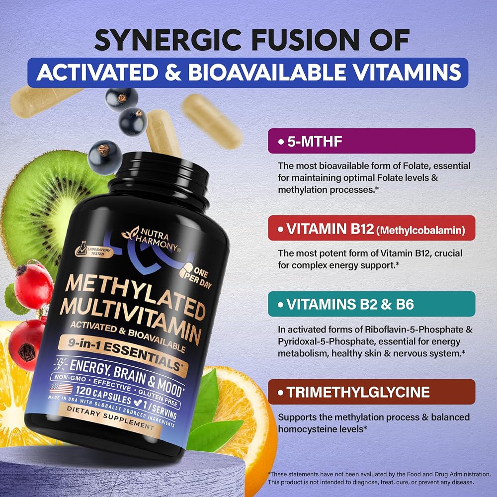 NUTRAHARMONY Methylated Multivitamin B-Complex - 120 Capsules - image 4