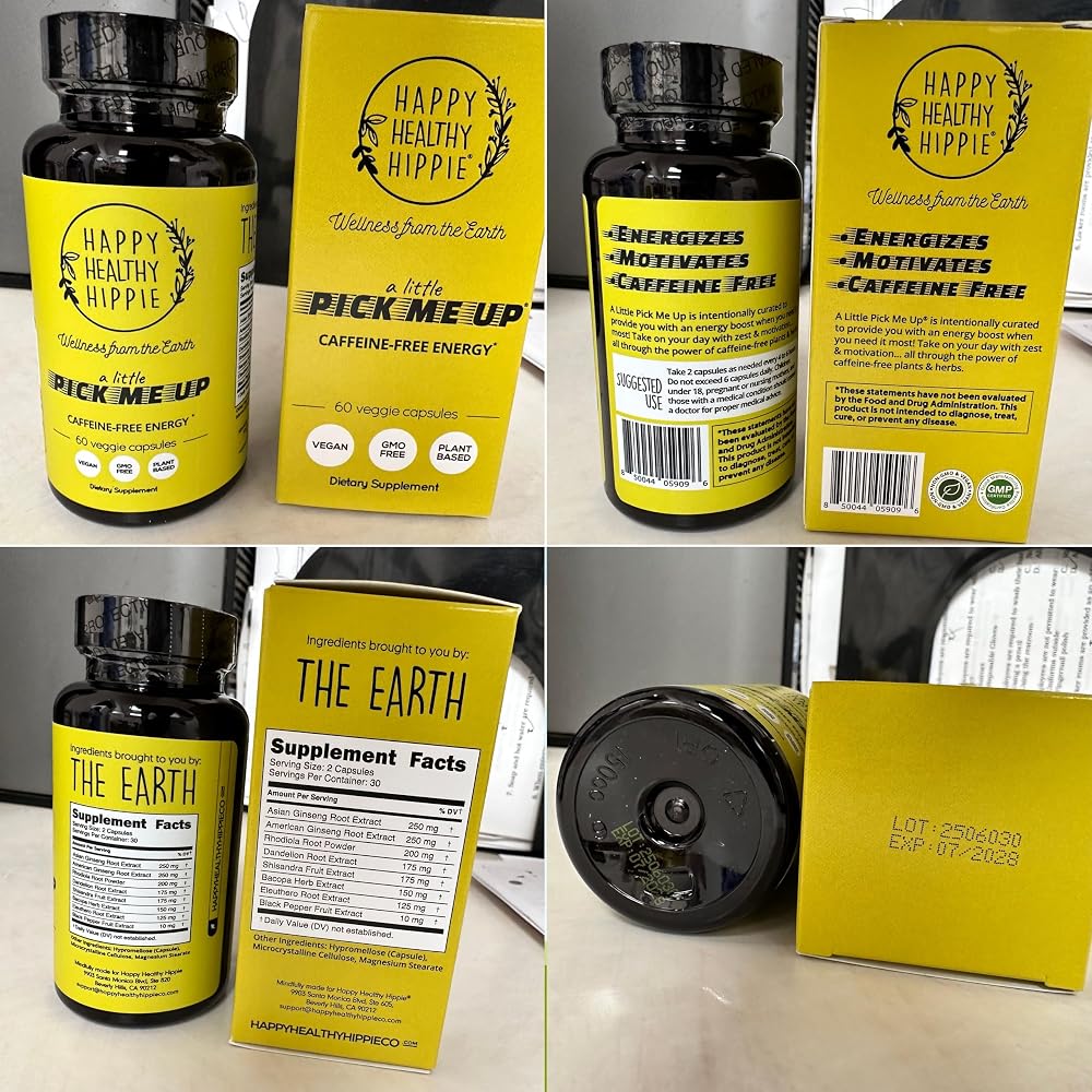 Happy Healthy Hippie Caffeine Free Energy Pills, 7 Herb Complex - 60 Capsules - image 9