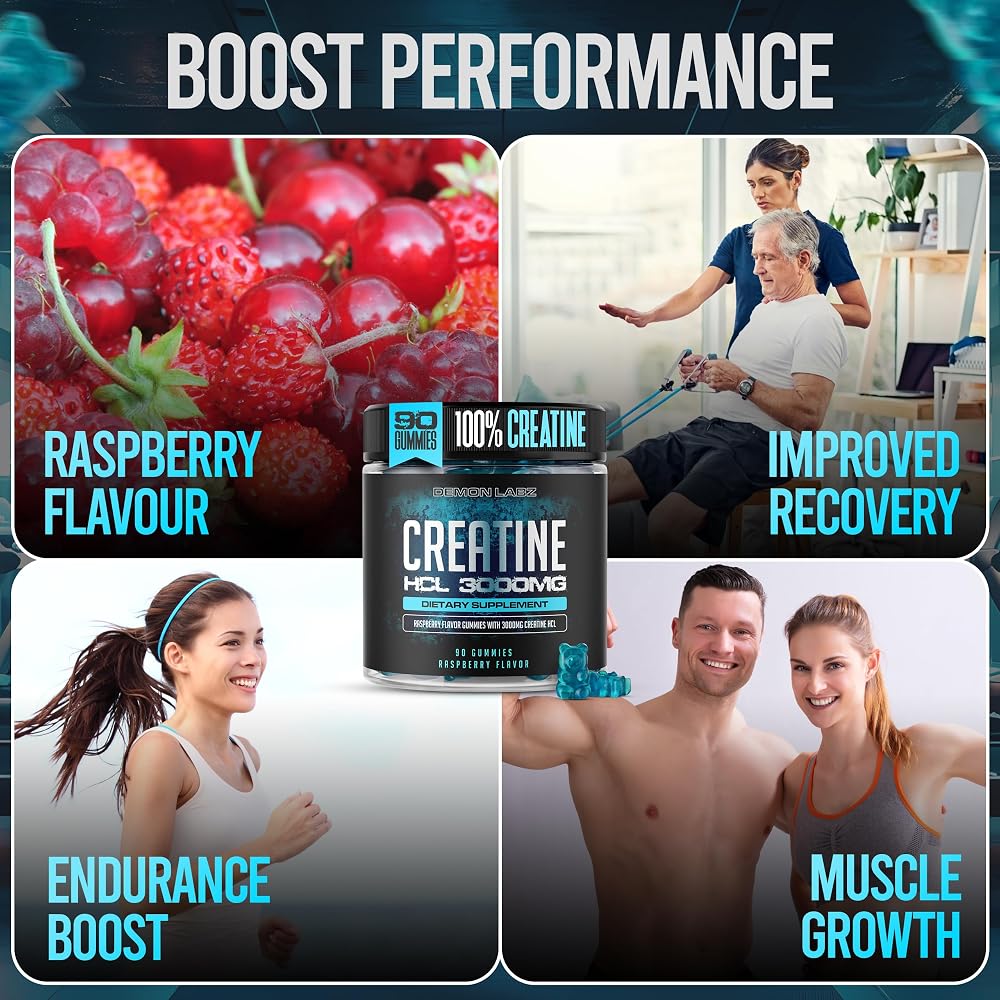 Demon Labz Creatine HCl 3000mg Vegan Gummies Raspberry - 90 Count - image 5