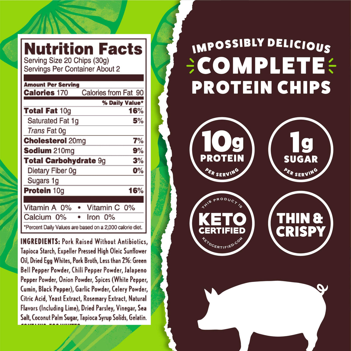 Wilde Chips Chili Verde Lime Pork Chips - 8 Pack (2.25oz Bags) - image 3