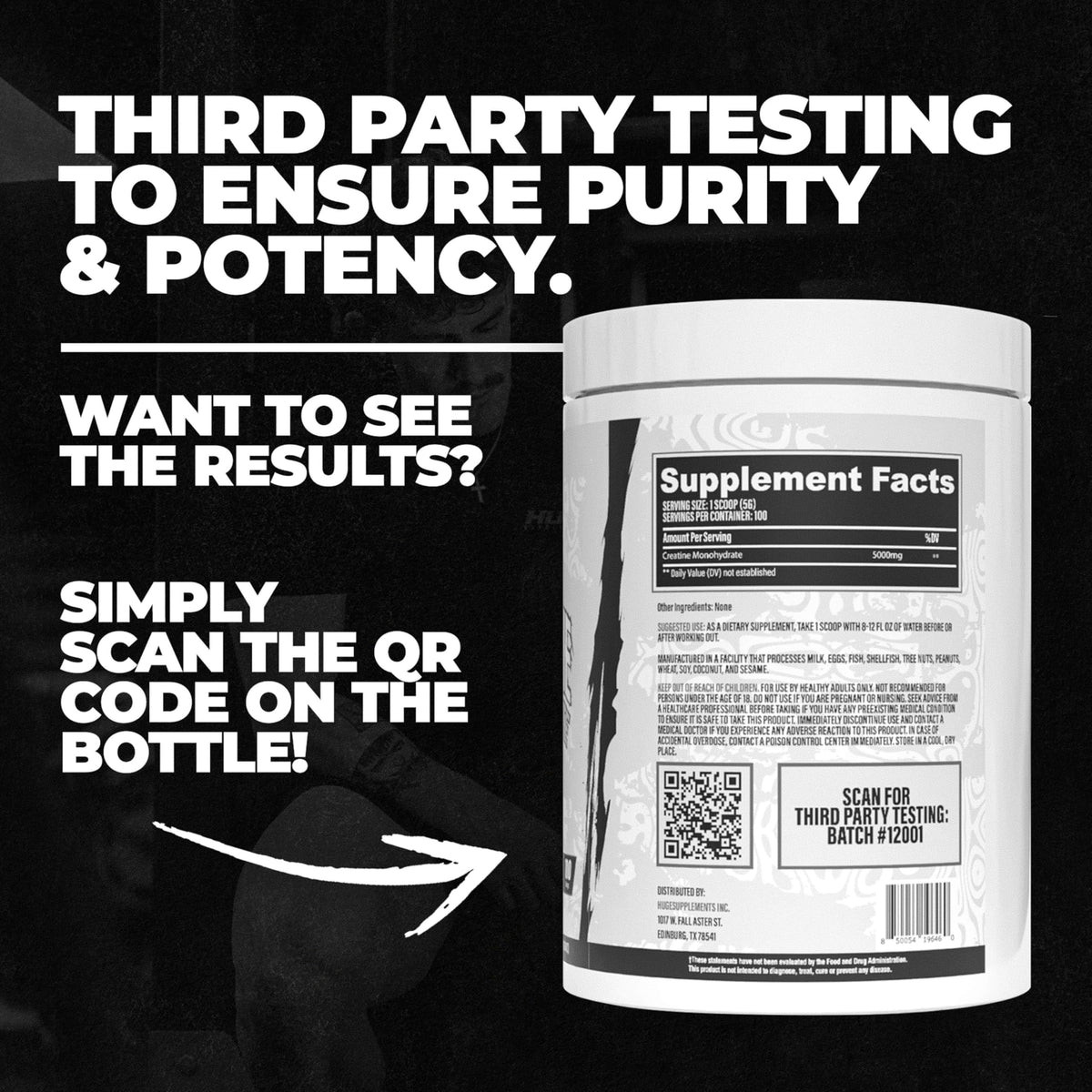 Huge Supplements Pure Micronized Creatine Monohydrate Powder - 500g - image 4