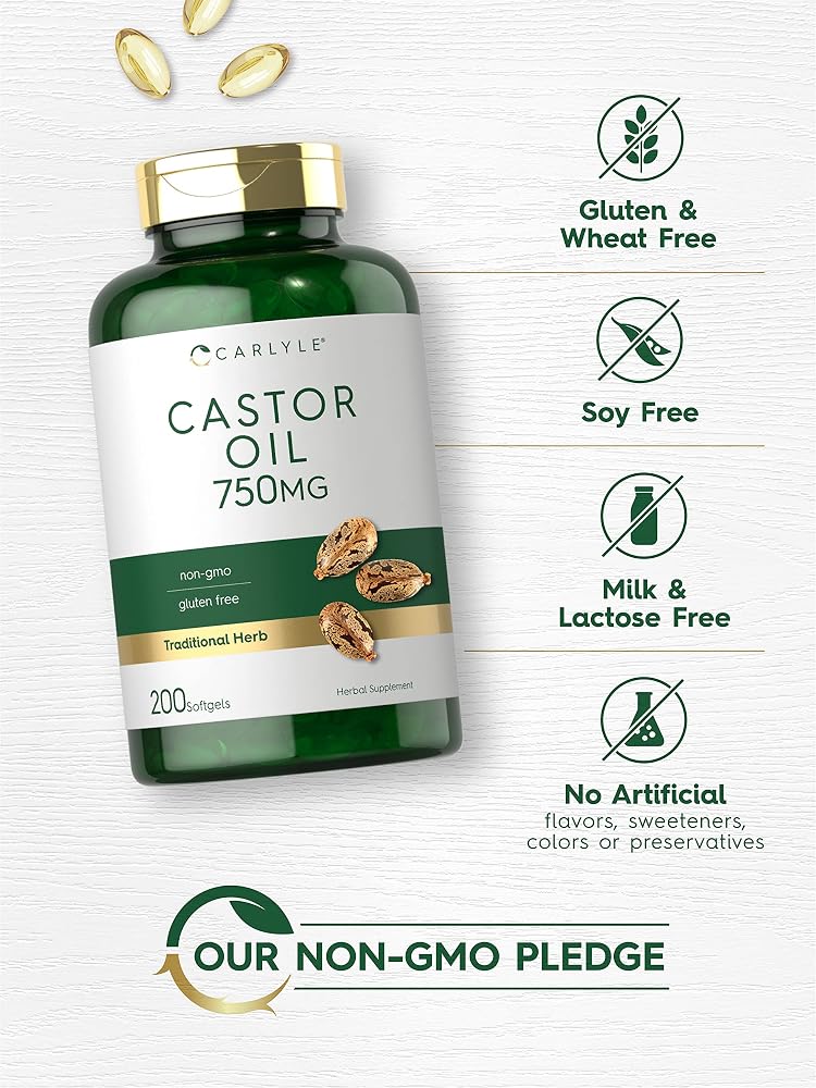 Carlyle Castor Oil Softgels 750 mg - 200 Softgels - image 4