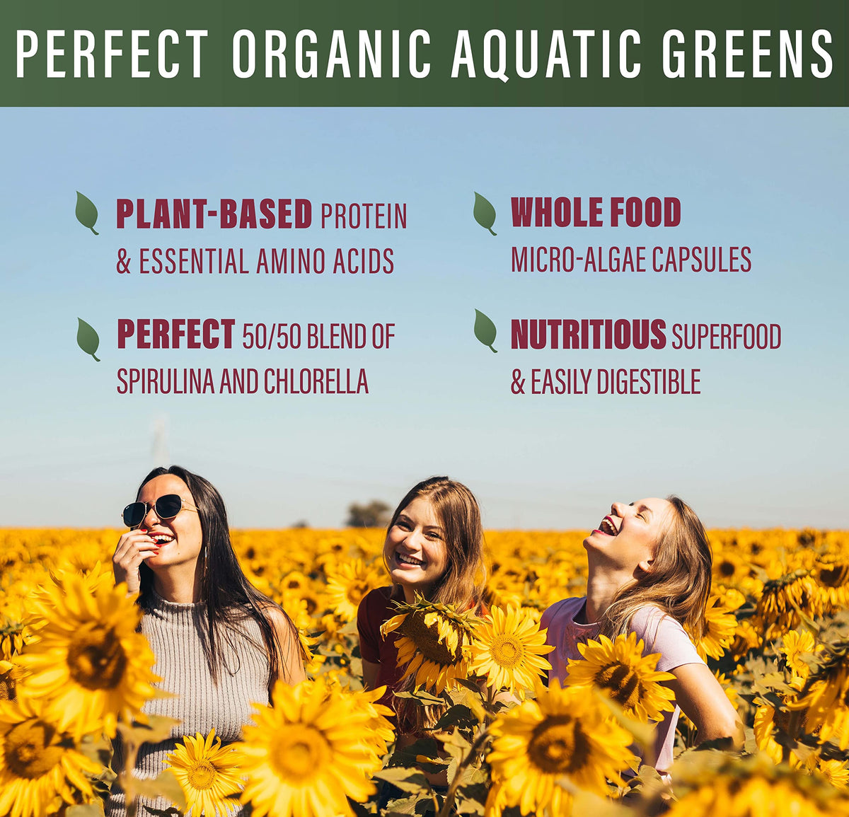 Perfect Supplements Aquatic Greens Organic Spirulina Chlorella - 120 Capsules - image 3